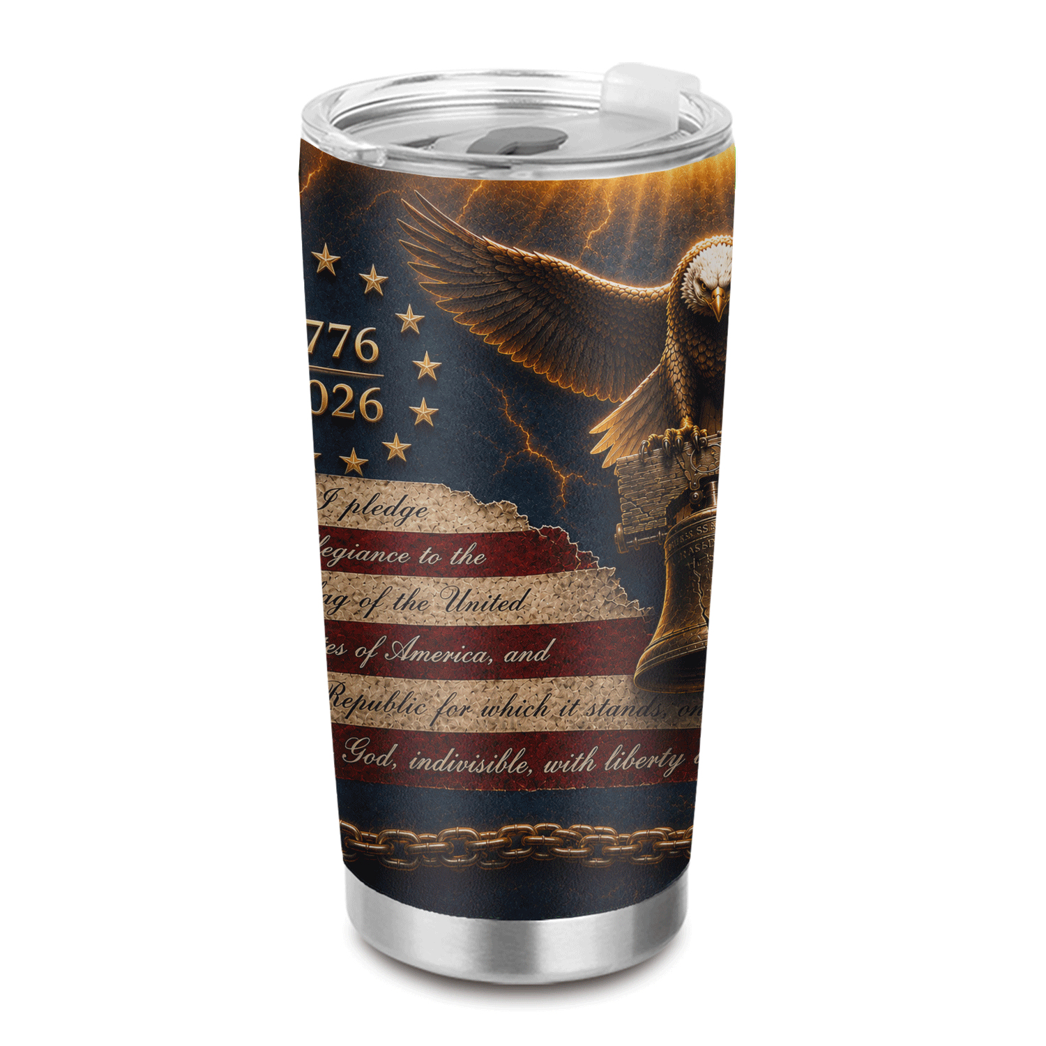 USA 250 Years of Freedom Eagle Liberty Bell 20oz Stainless Tumbler