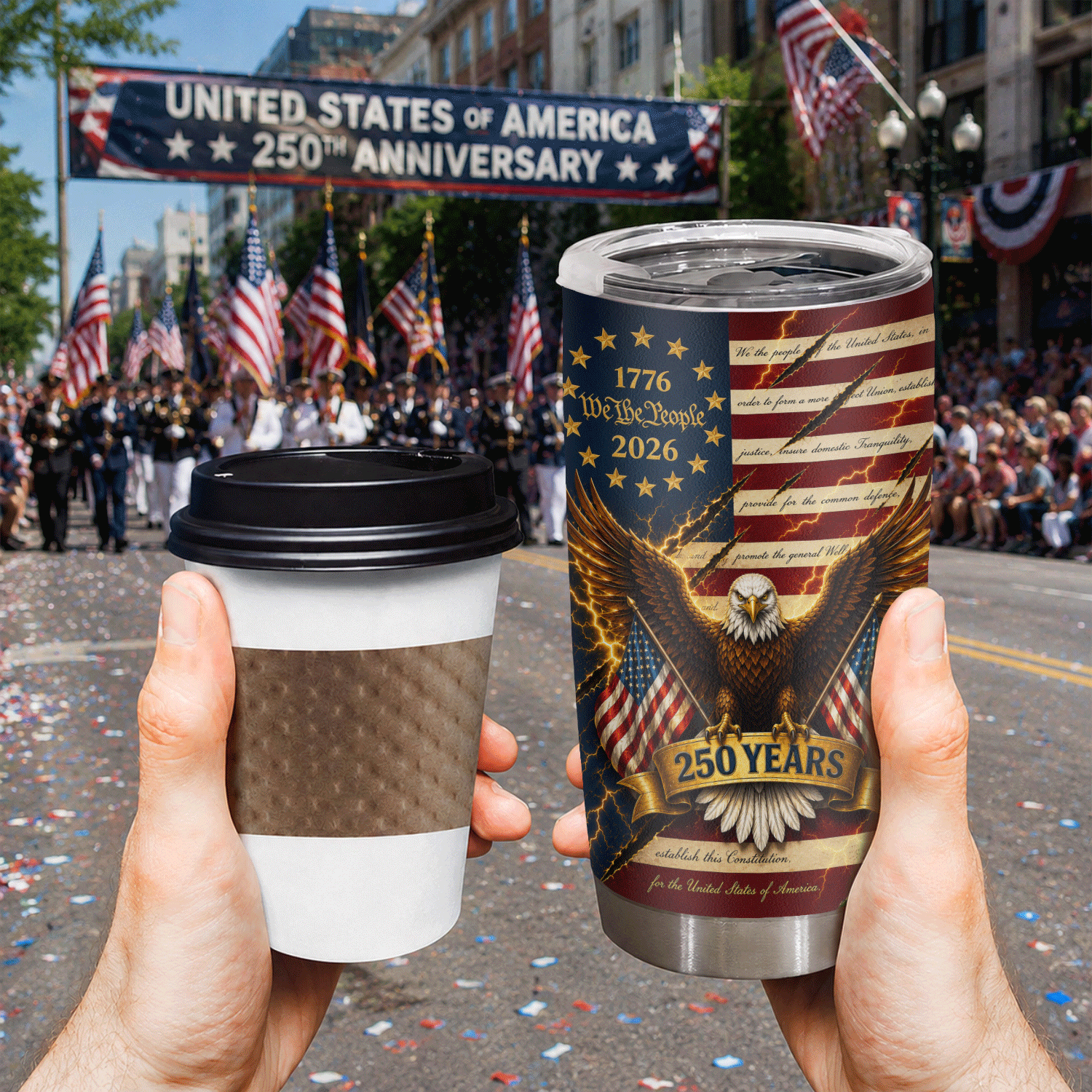 USA 250 Years We The People Eagle 20oz Tumbler