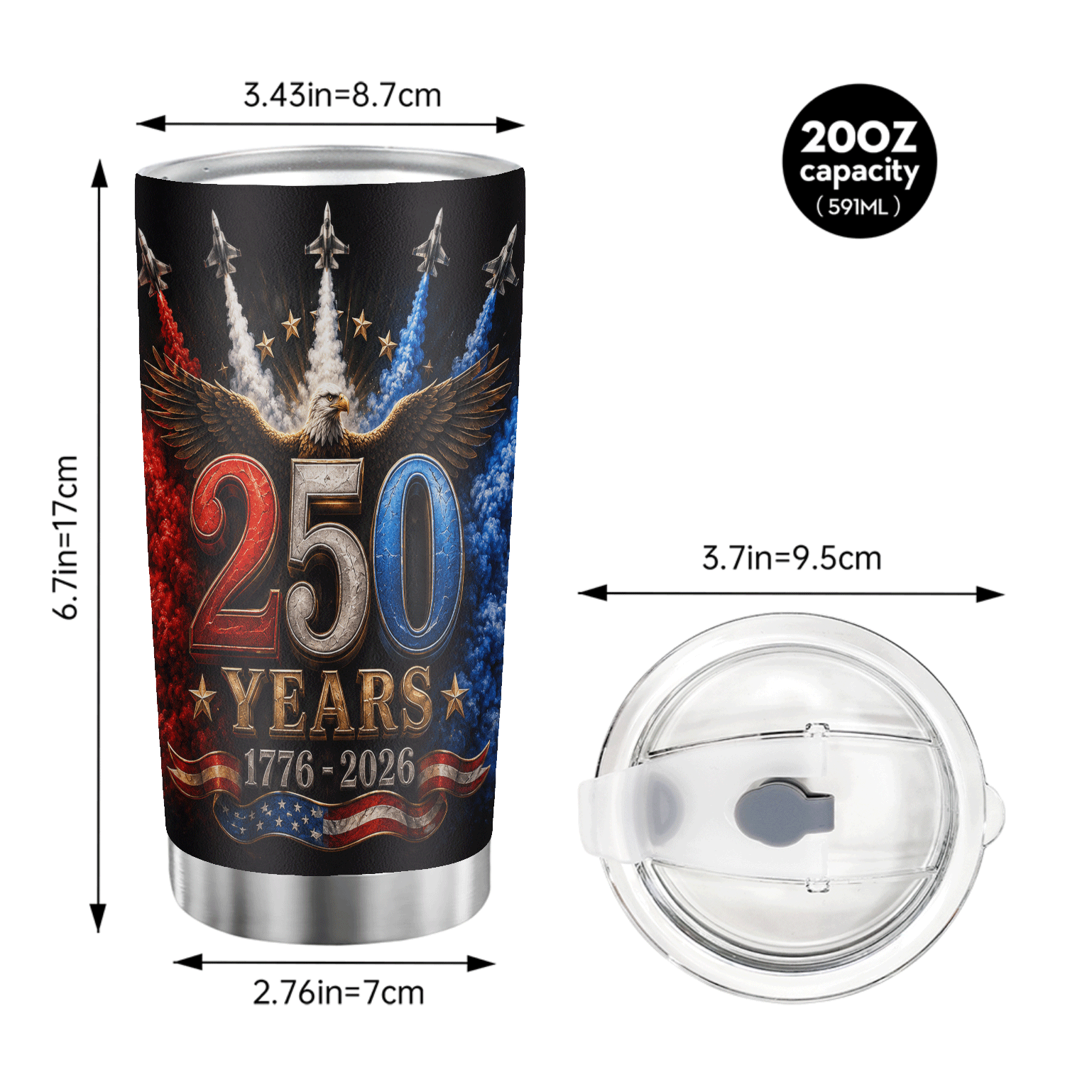 USA 250 Years Airshow Eagle 20oz Tumbler