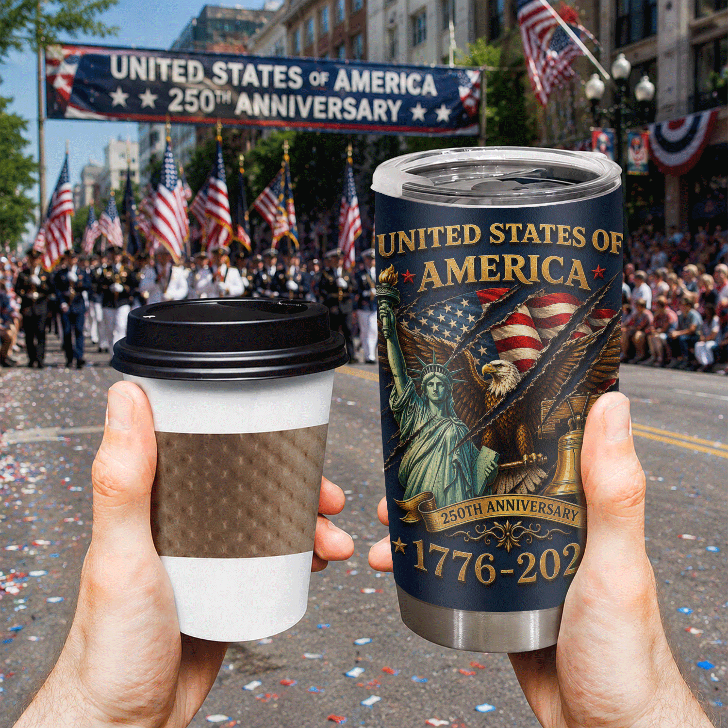 USA 250th Anniversary Statue of Liberty Eagle 20oz Tumbler