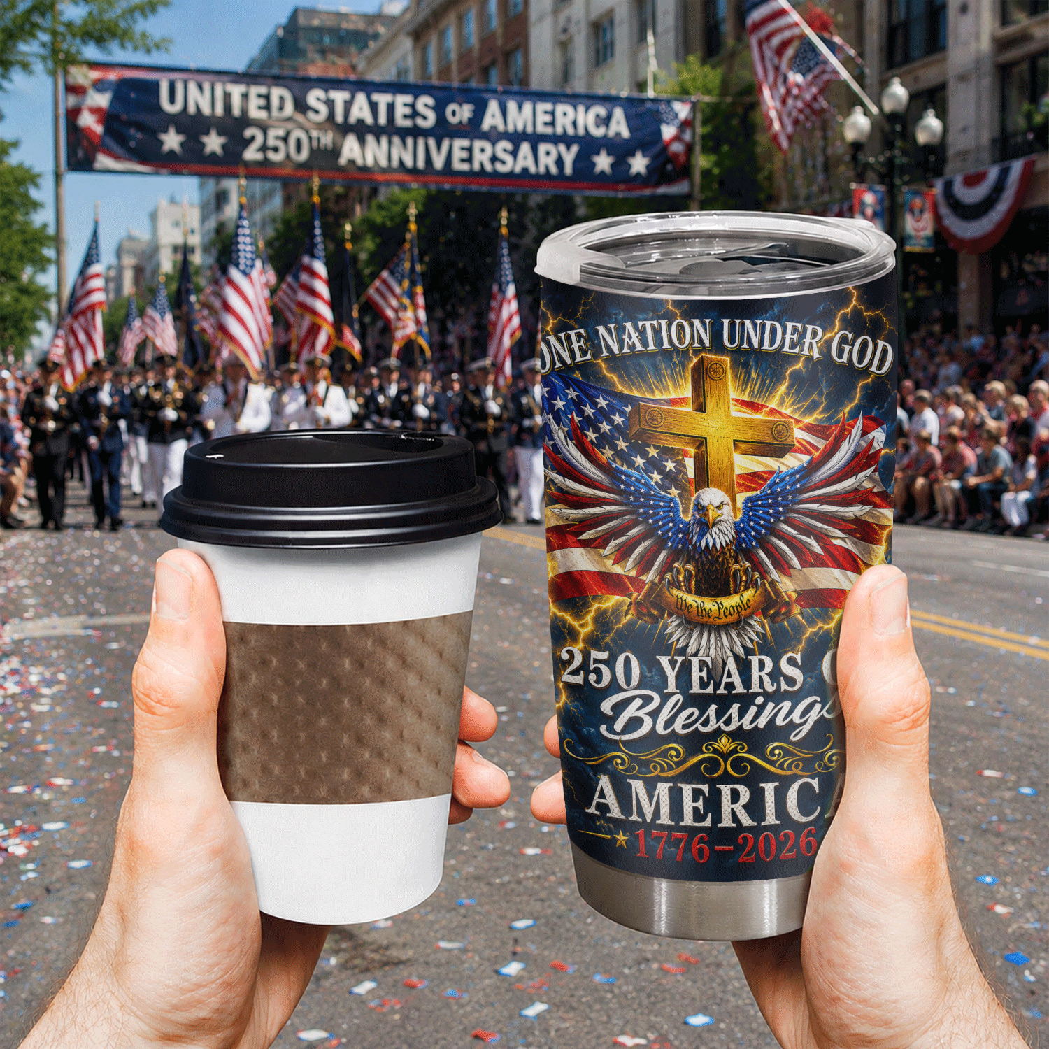One Nation Under God America 250 Years of Blessings 20oz Tumbler