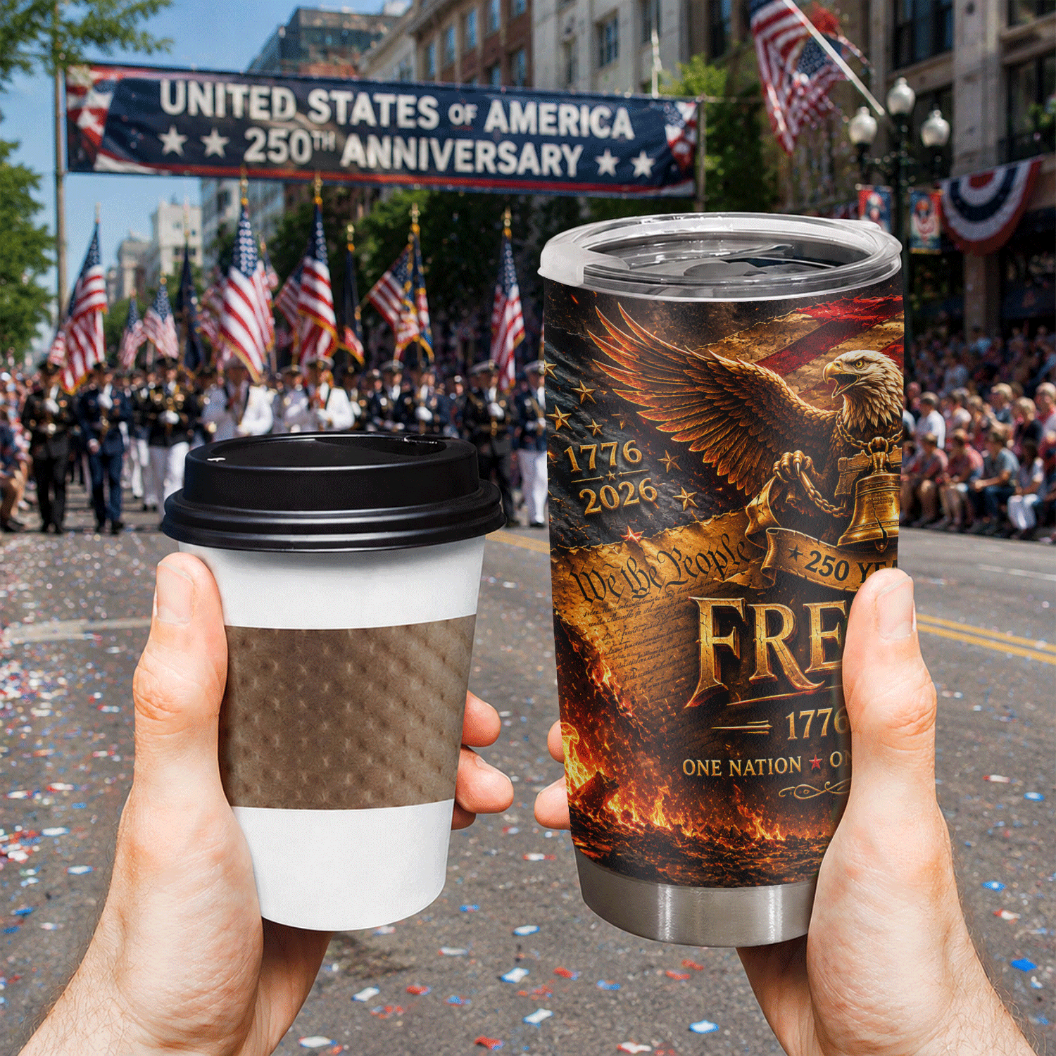 250 Years of Freedom Eagle Bell 1776-2026 20oz Tumbler