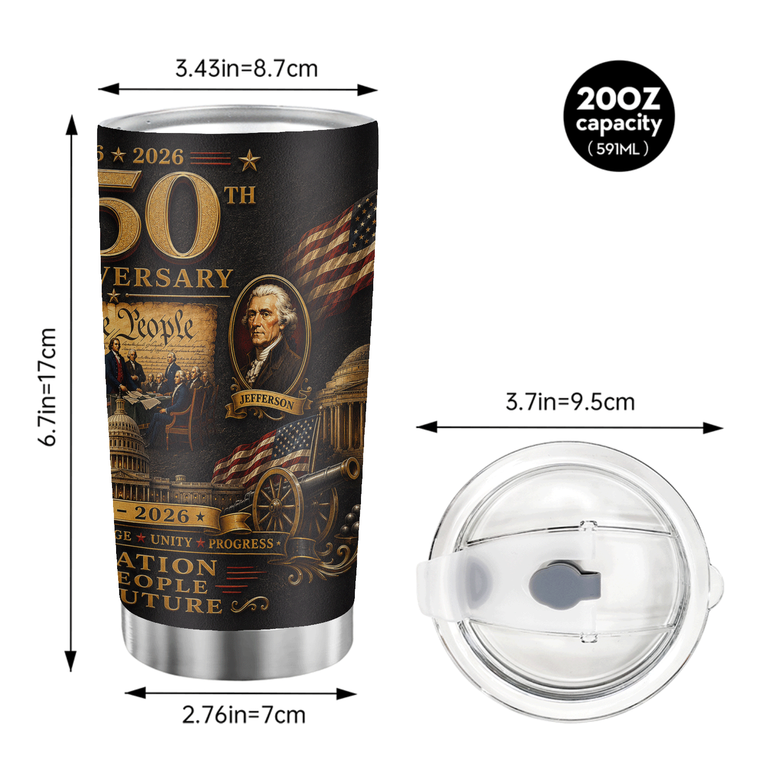 America 250th Anniversary Founding Fathers 20oz Tumbler