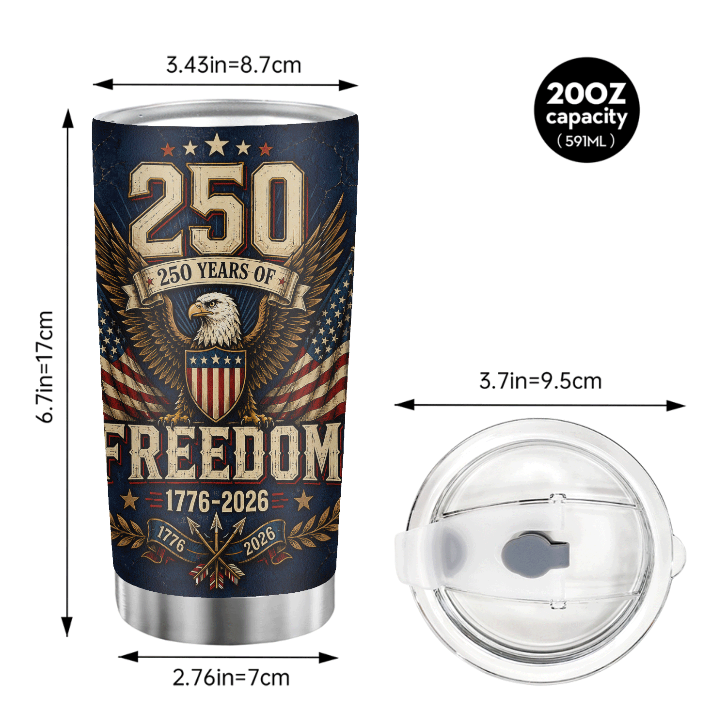 America 250 Years of Freedom Eagle 20oz Tumbler