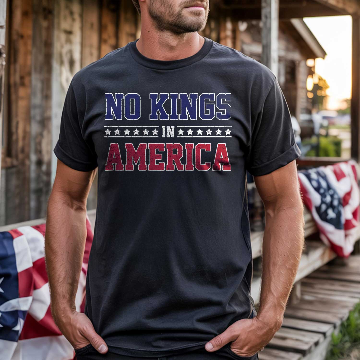 No Kings In America Front T-Shirt
