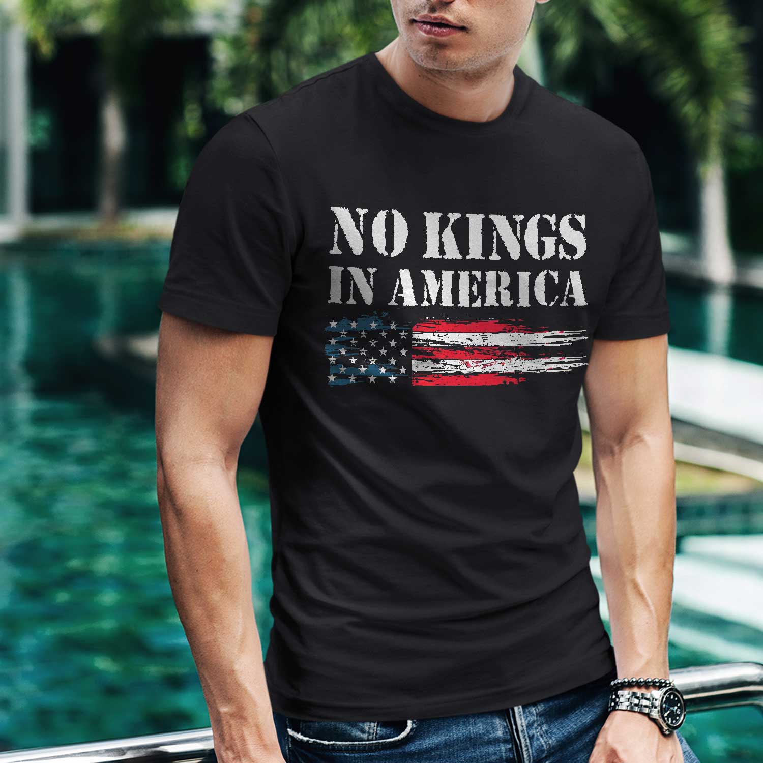 No Kings In America Front T-Shirt