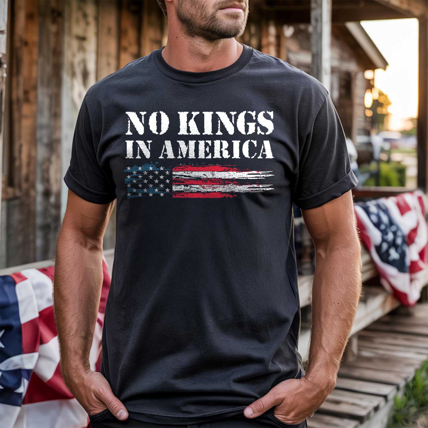 No Kings In America Front T-Shirt