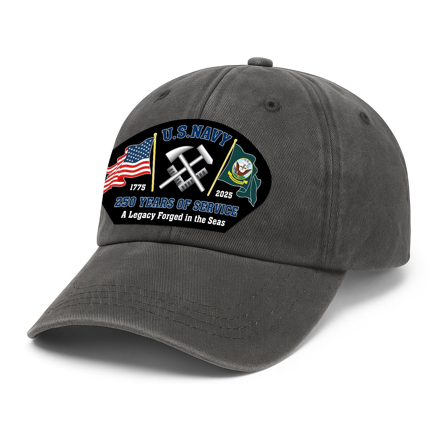 Custom Ranks US Navy Premium Washed Denim Cap DC001