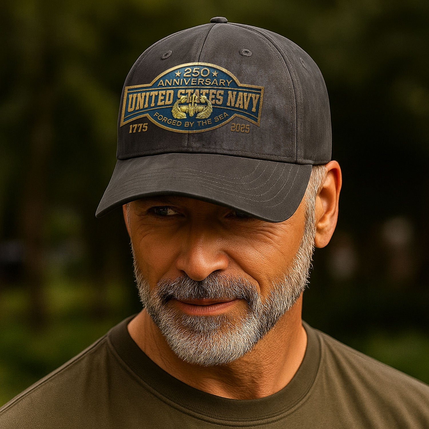Custom Ranks US Navy Premium Washed Denim Cap DC025