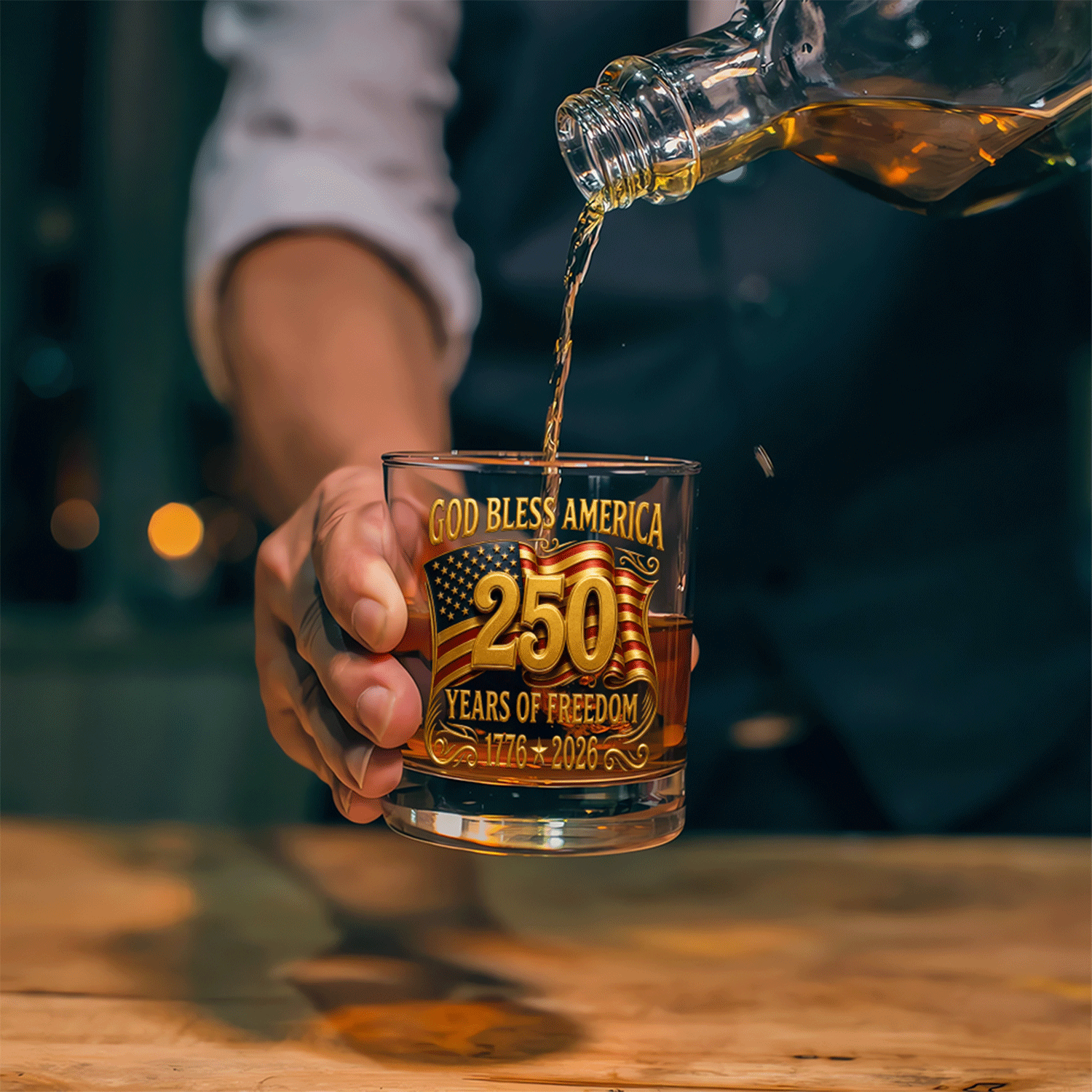 Patriotic Bourbon Glass USA 250 Years of Independence