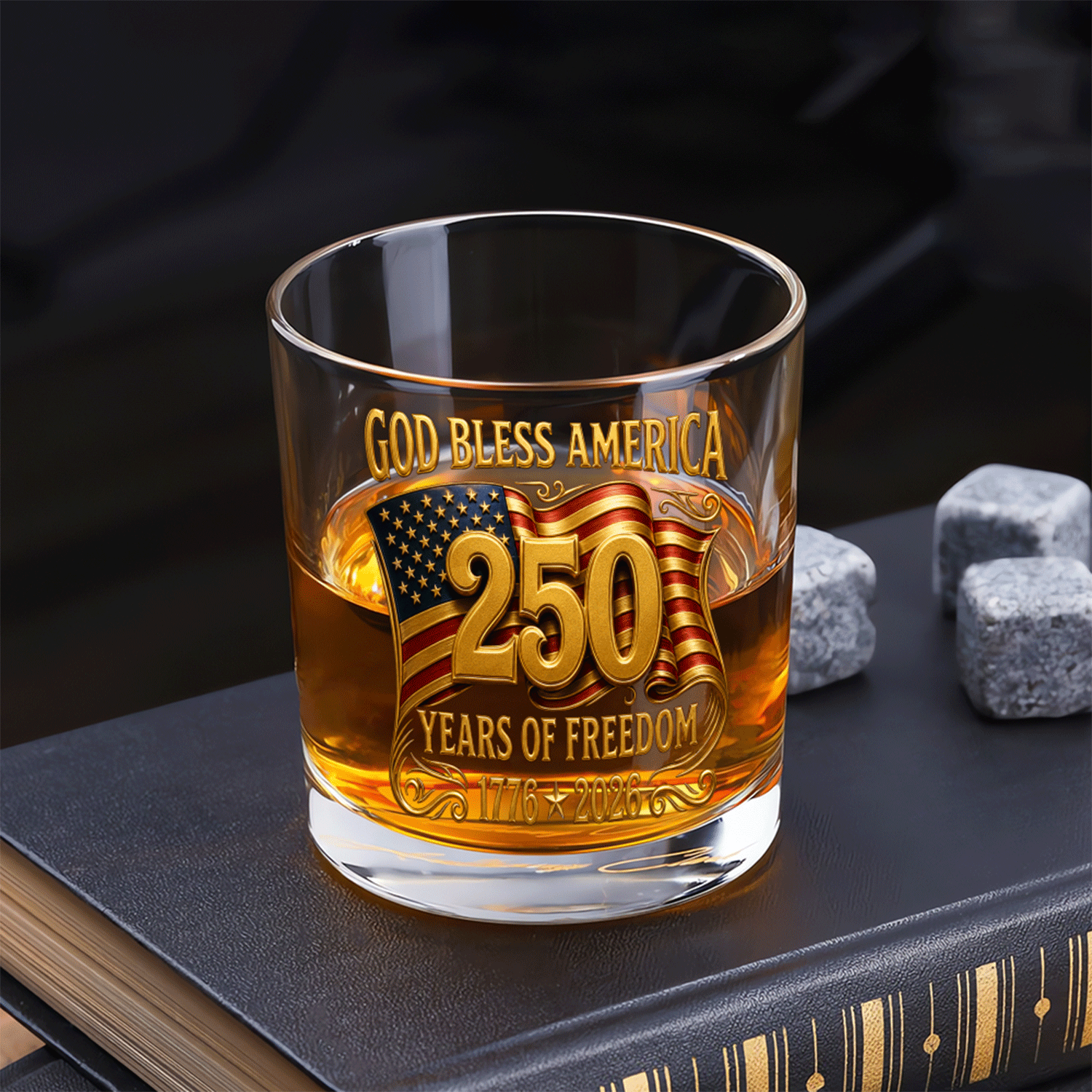 Patriotic Bourbon Glass USA 250 Years of Independence