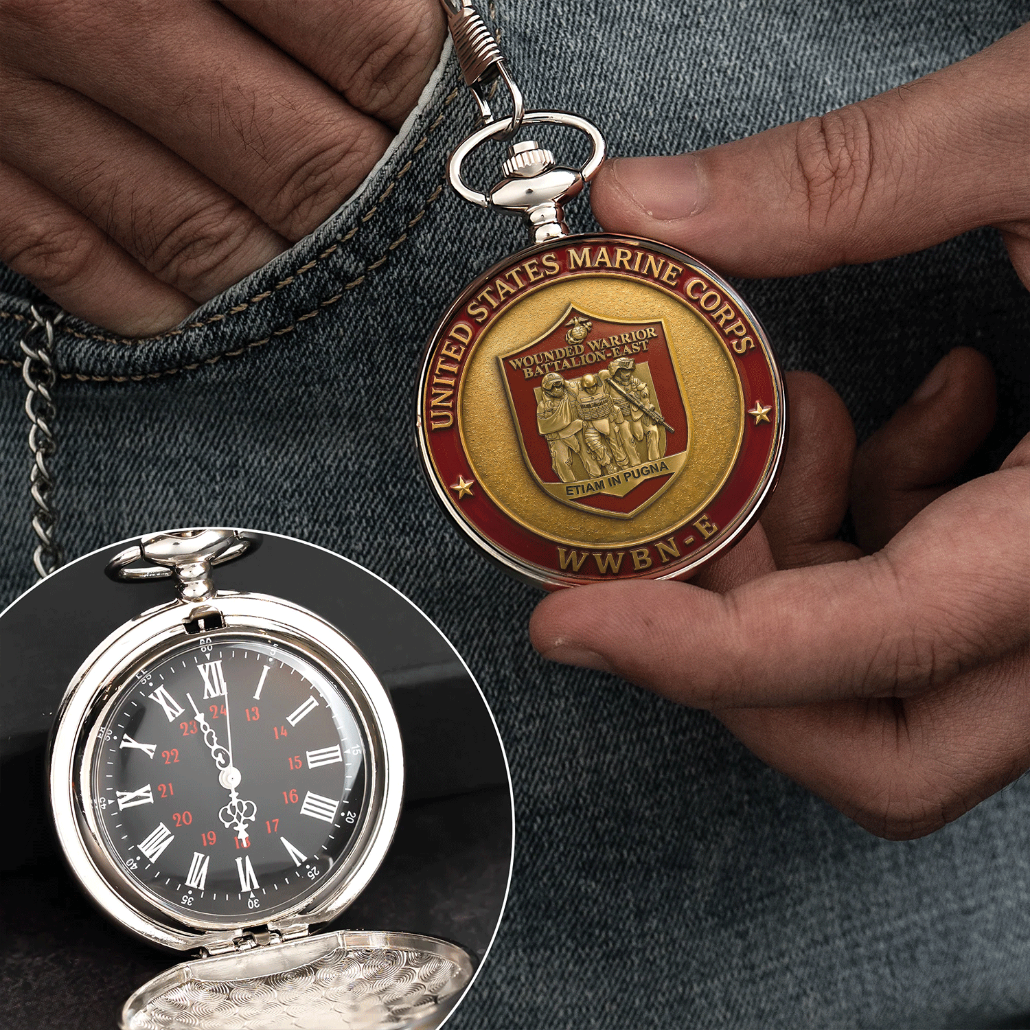 Personalized USMC WWBn-E Battalions Pocket Watch