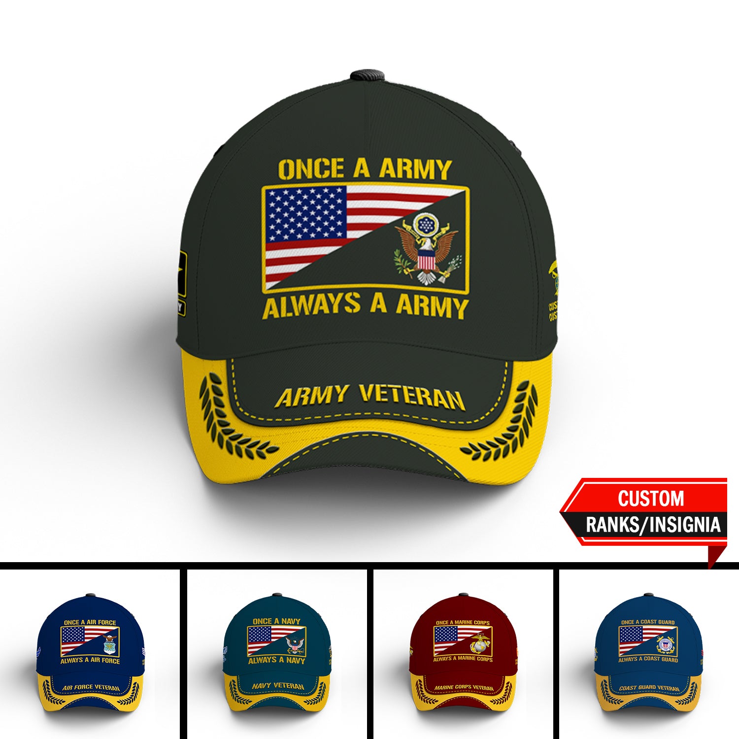 Custom Ranks/Insignia, Personalized Name And Years Served All Over Pri