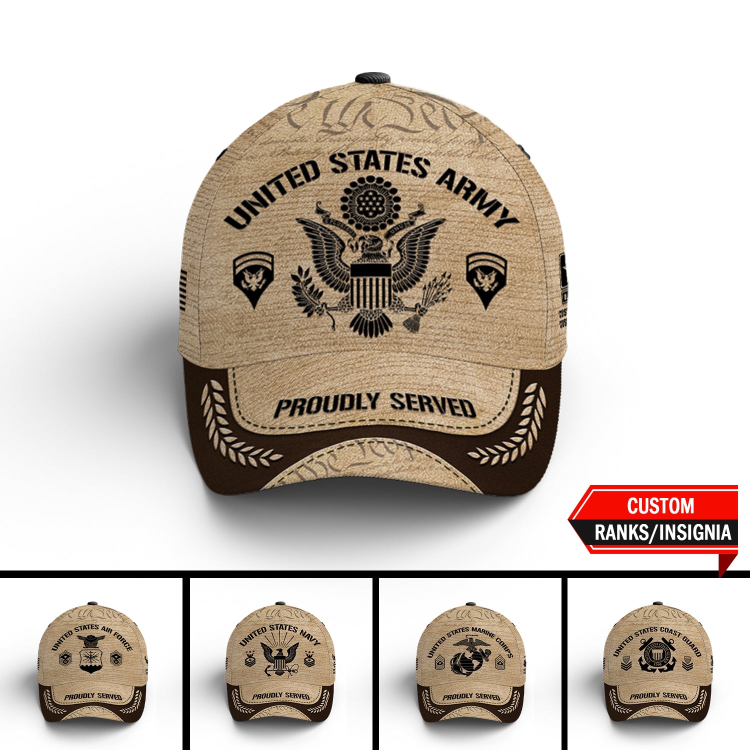 Custom Ranks/Insignia, Personalized Name And Years Served All Over Pri