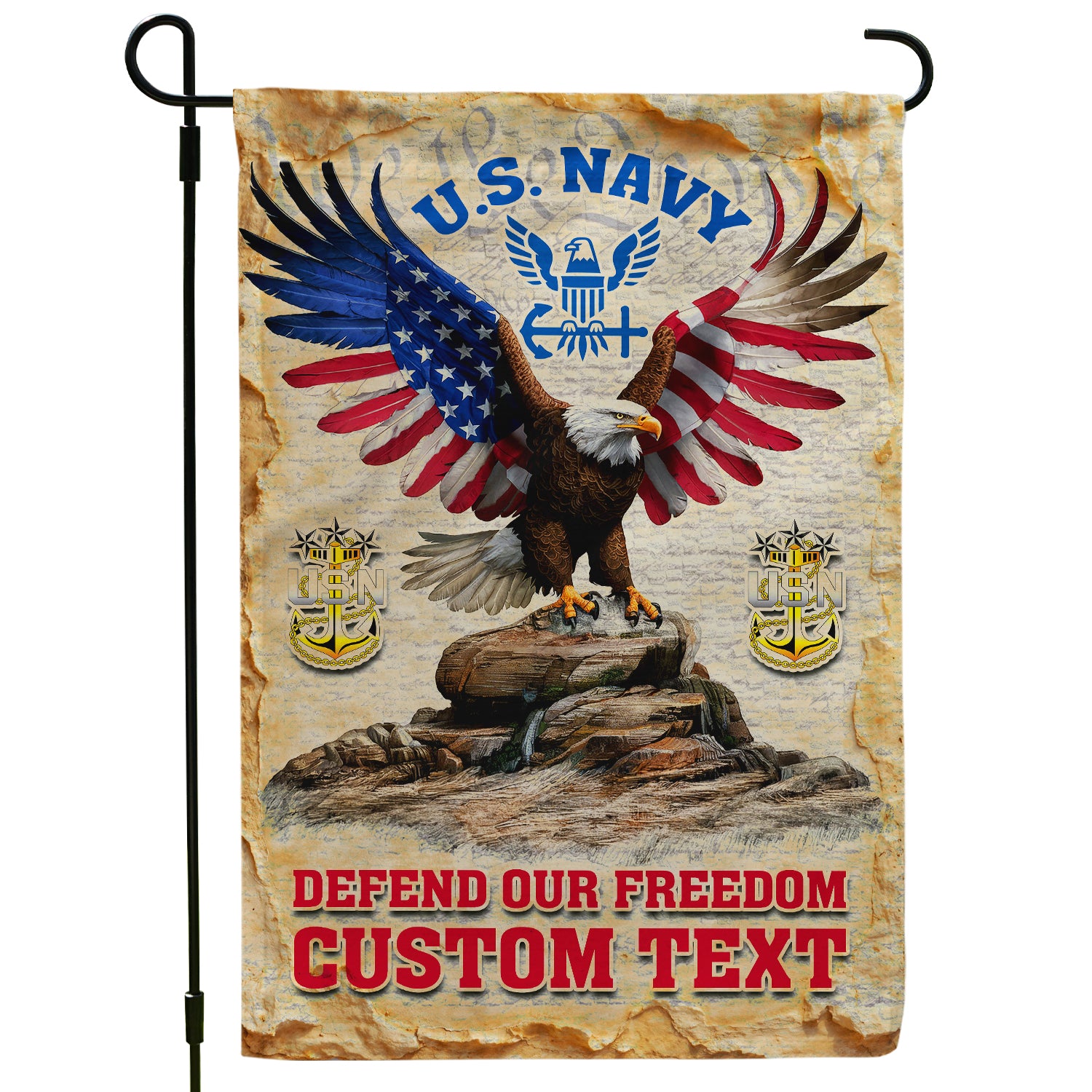 Personalized US Military Logo/Insignia And Text JFLAG44 Garden Flag, House Flag Twin-Side Printing