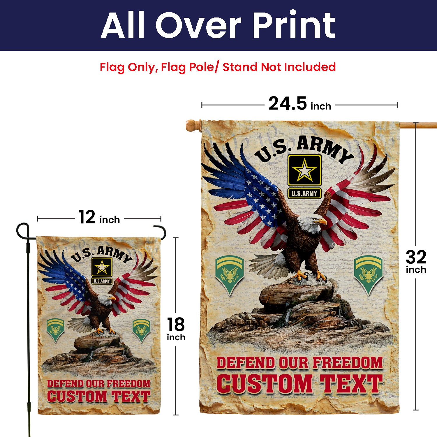 Personalized US Military Logo/Insignia And Text JFLAG44 Garden Flag, House Flag Twin-Side Printing