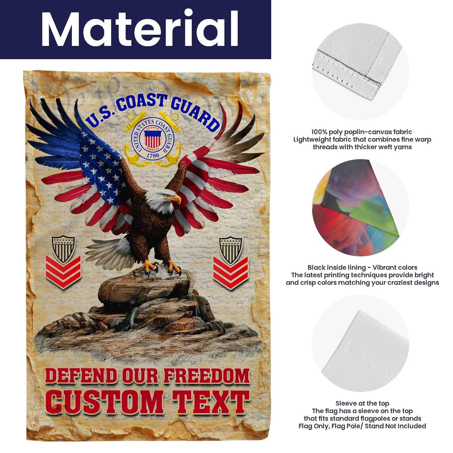Personalized US Military Logo/Insignia And Text JFLAG44 Garden Flag, House Flag Twin-Side Printing