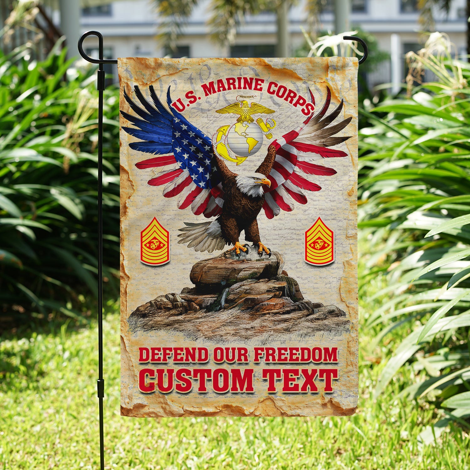 Personalized US Military Logo/Insignia And Text JFLAG44 Garden Flag, House Flag Twin-Side Printing