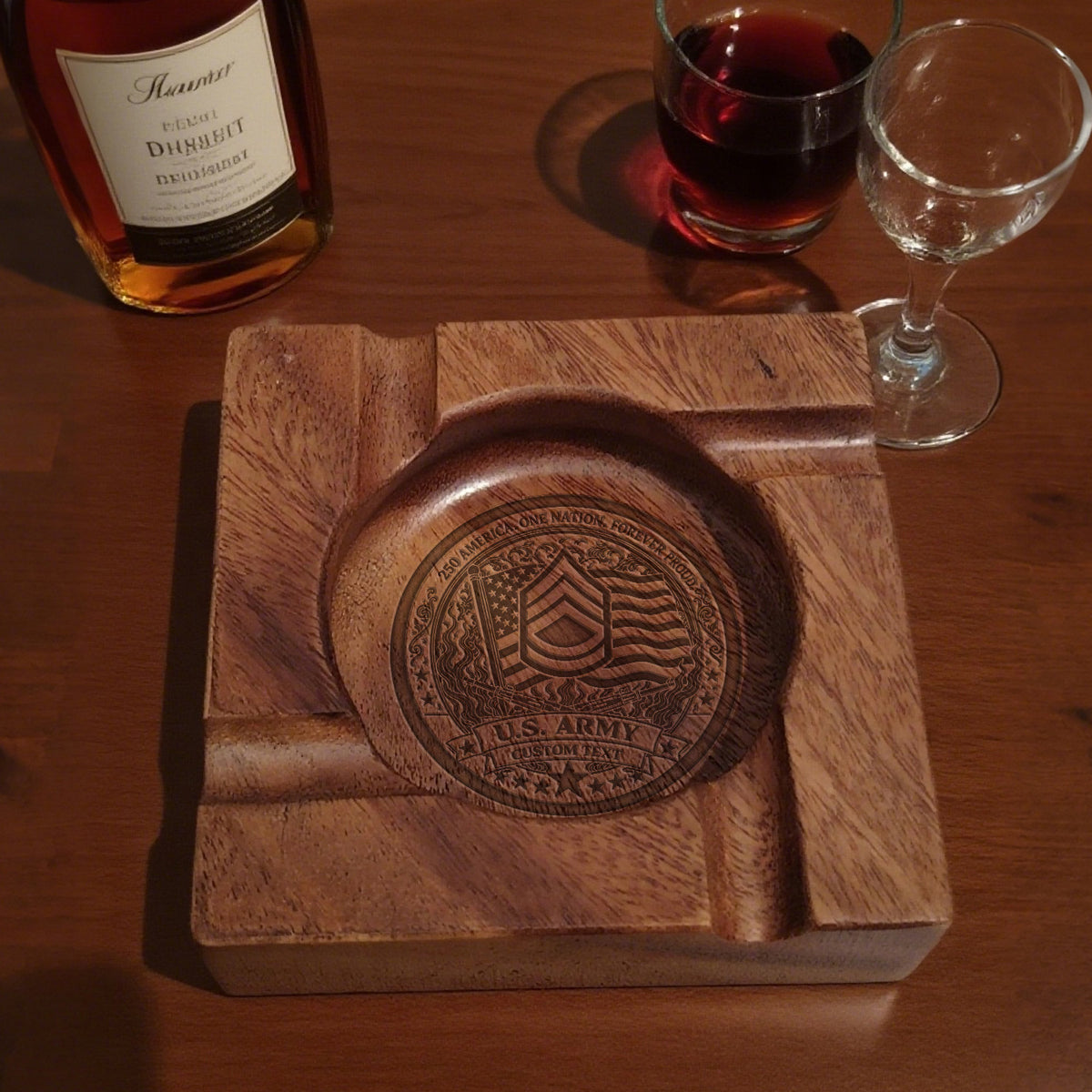 Custom USMC Cigar Ashtray Personalized Military Rank and Text