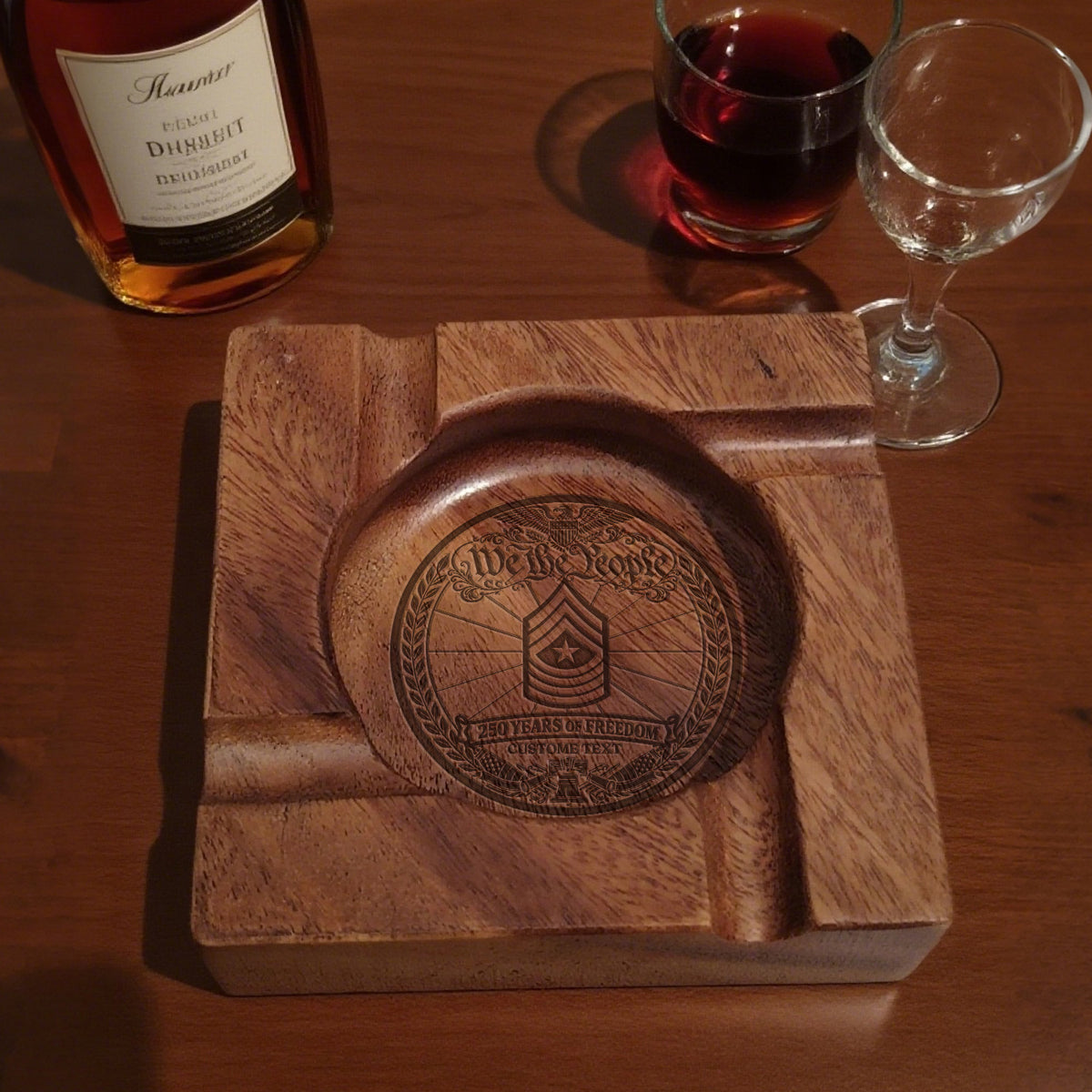 Personalized Army Military Cigar Ashtray Custom Rank and Text