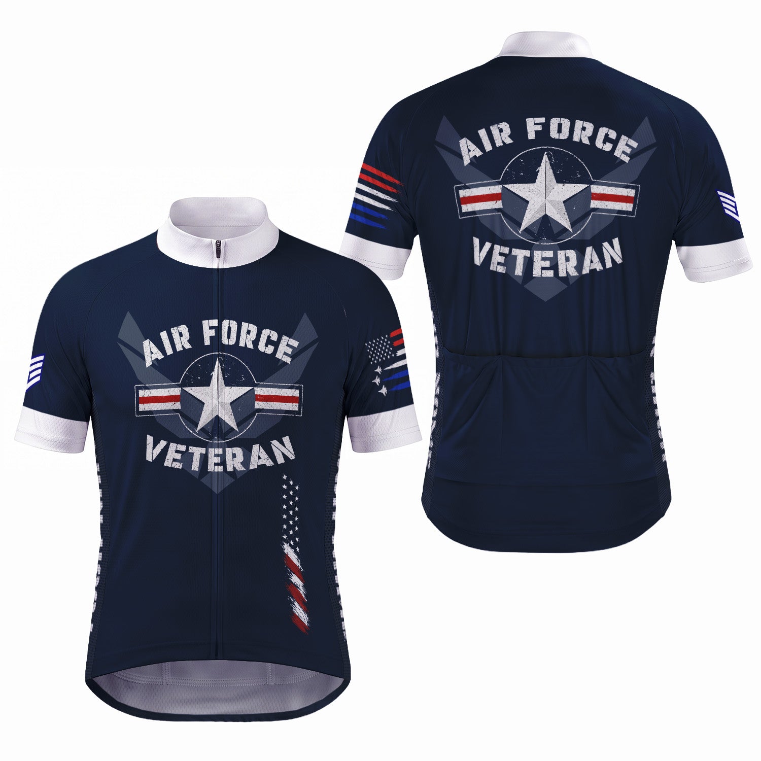 Personalized U.S. Air Force Cycling Jersey Custom Name & Rank Veteran