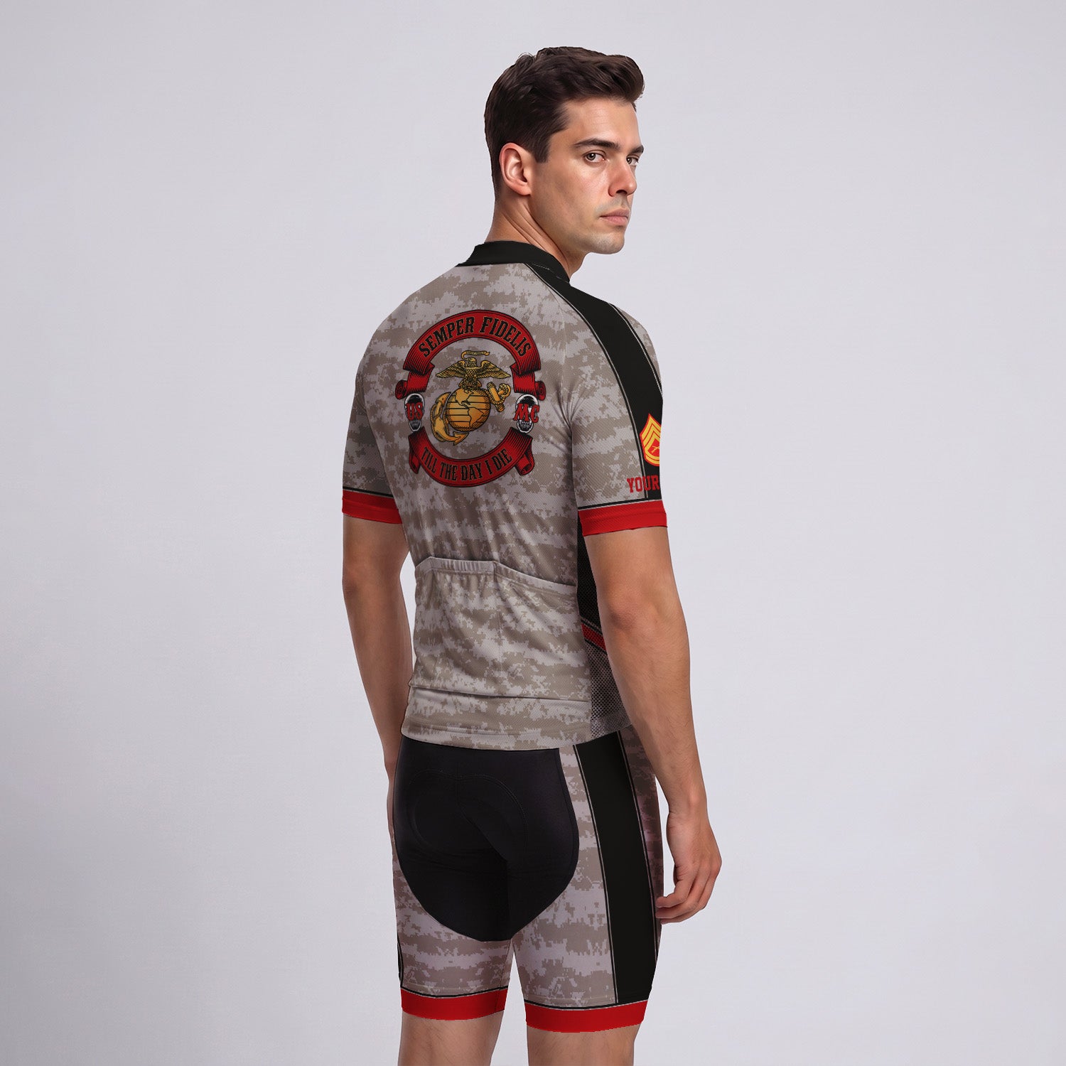 Personalized USMC Cycling Jersey Custom Name & Rank Marine Veteran Shirt