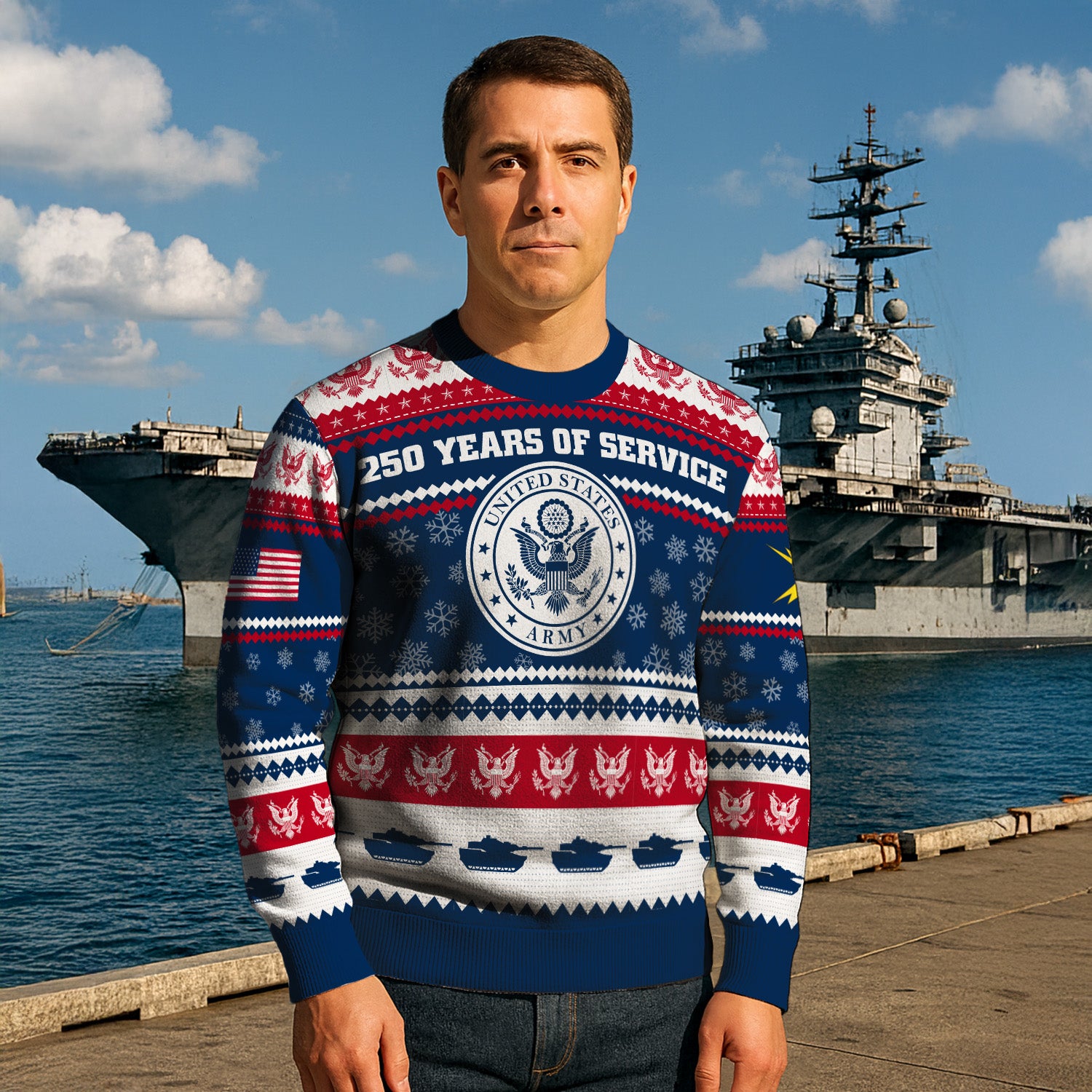 Custom Ranks US Army Ugly Christmas Sweater for Women Men KRUST03