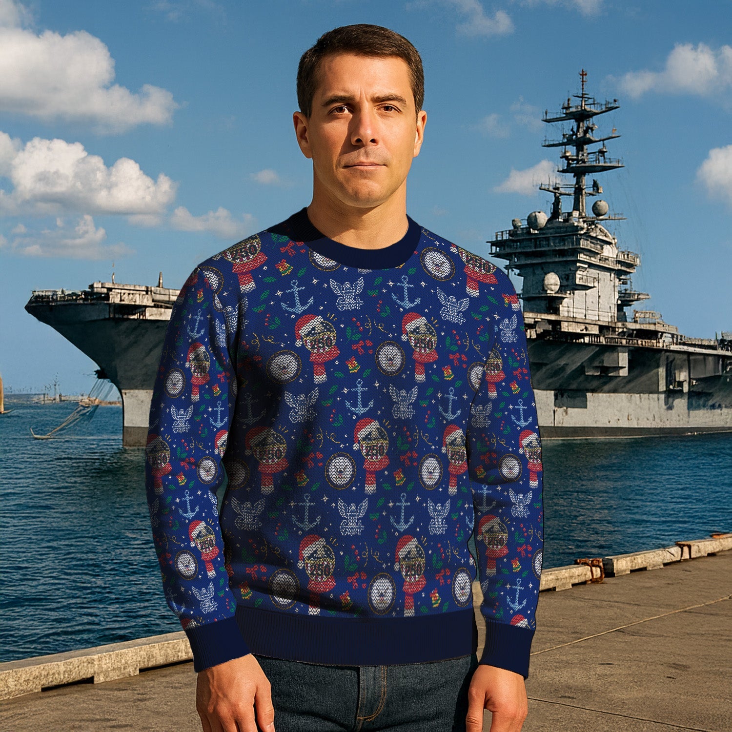 US Navy 250 America Christmas Ugly Sweater