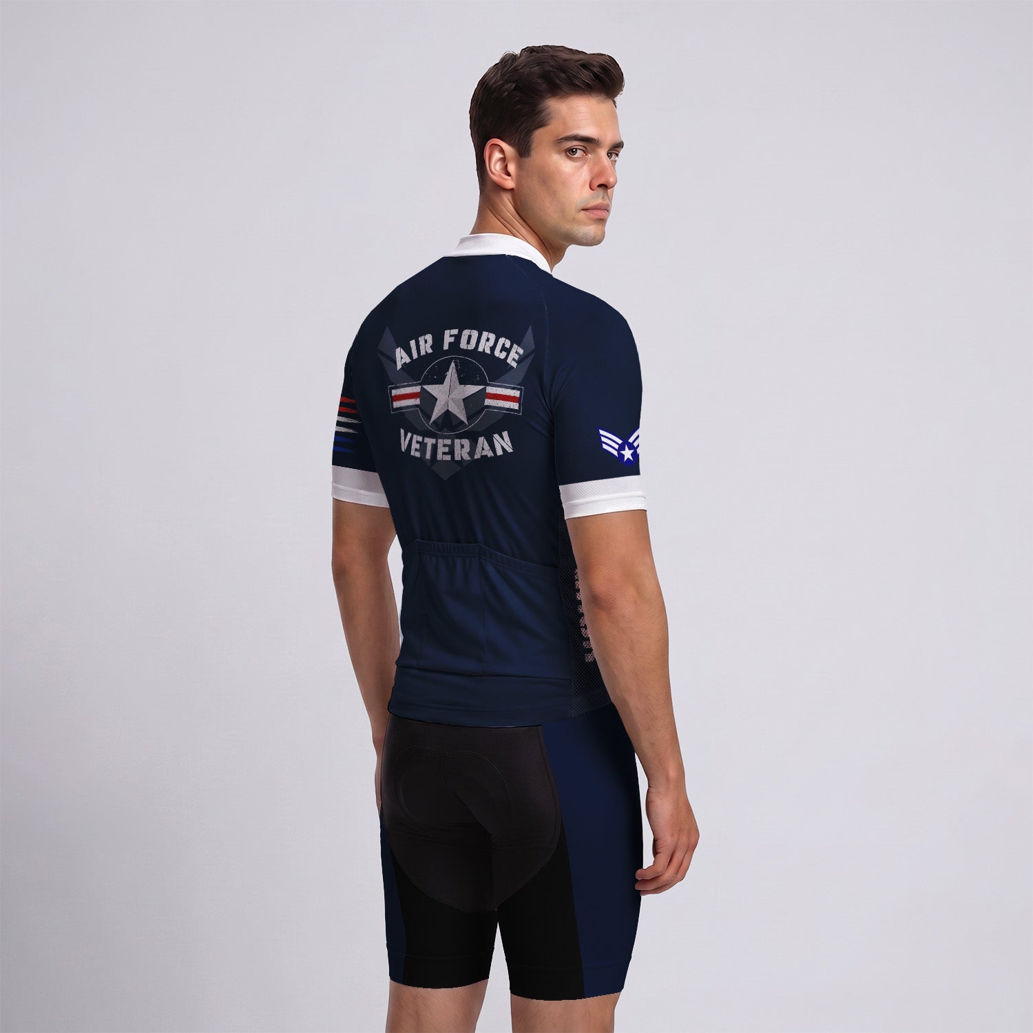 Personalized U.S. Air Force Cycling Jersey Custom Name & Rank Veteran