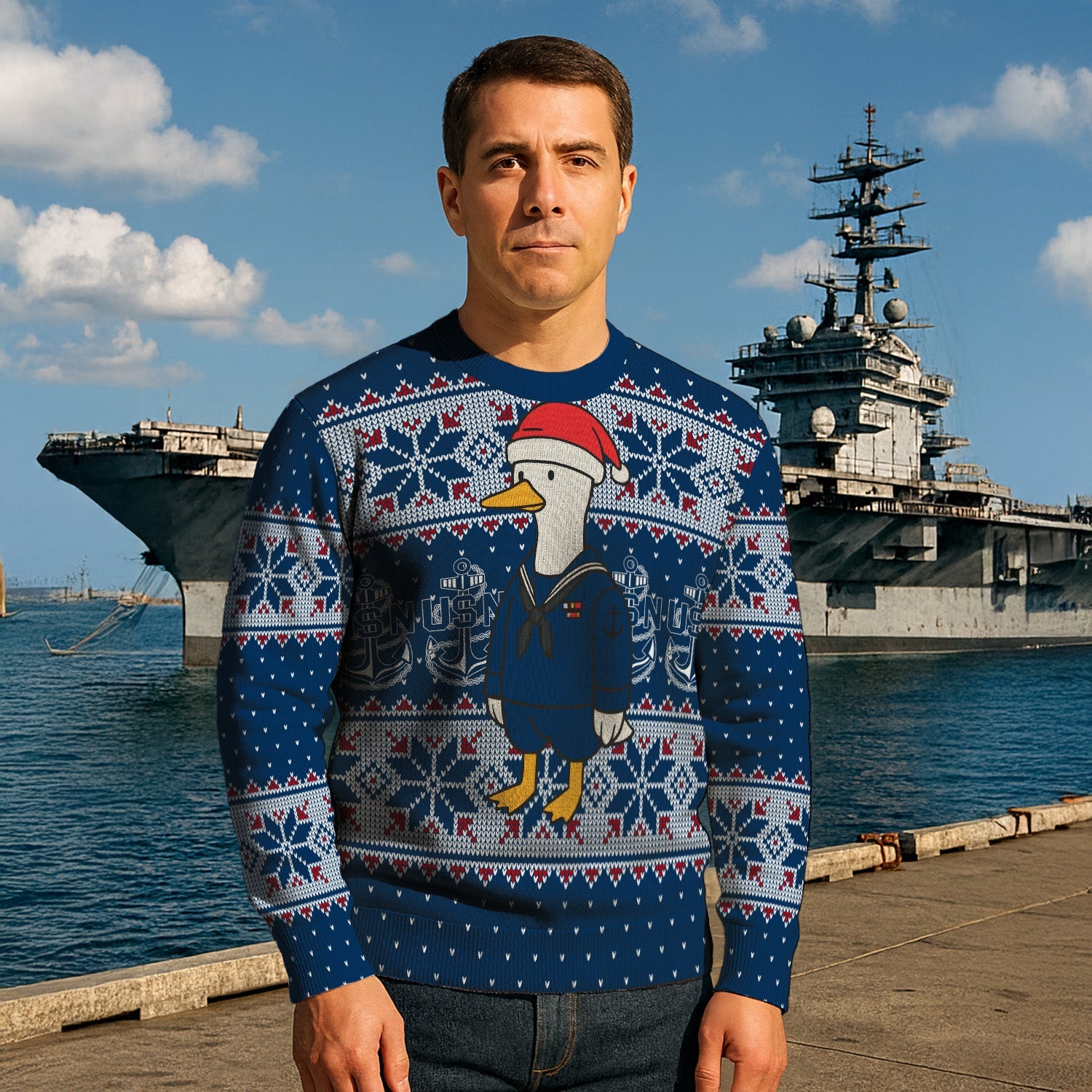 US Navy Sailor Christmas Ugly Sweater