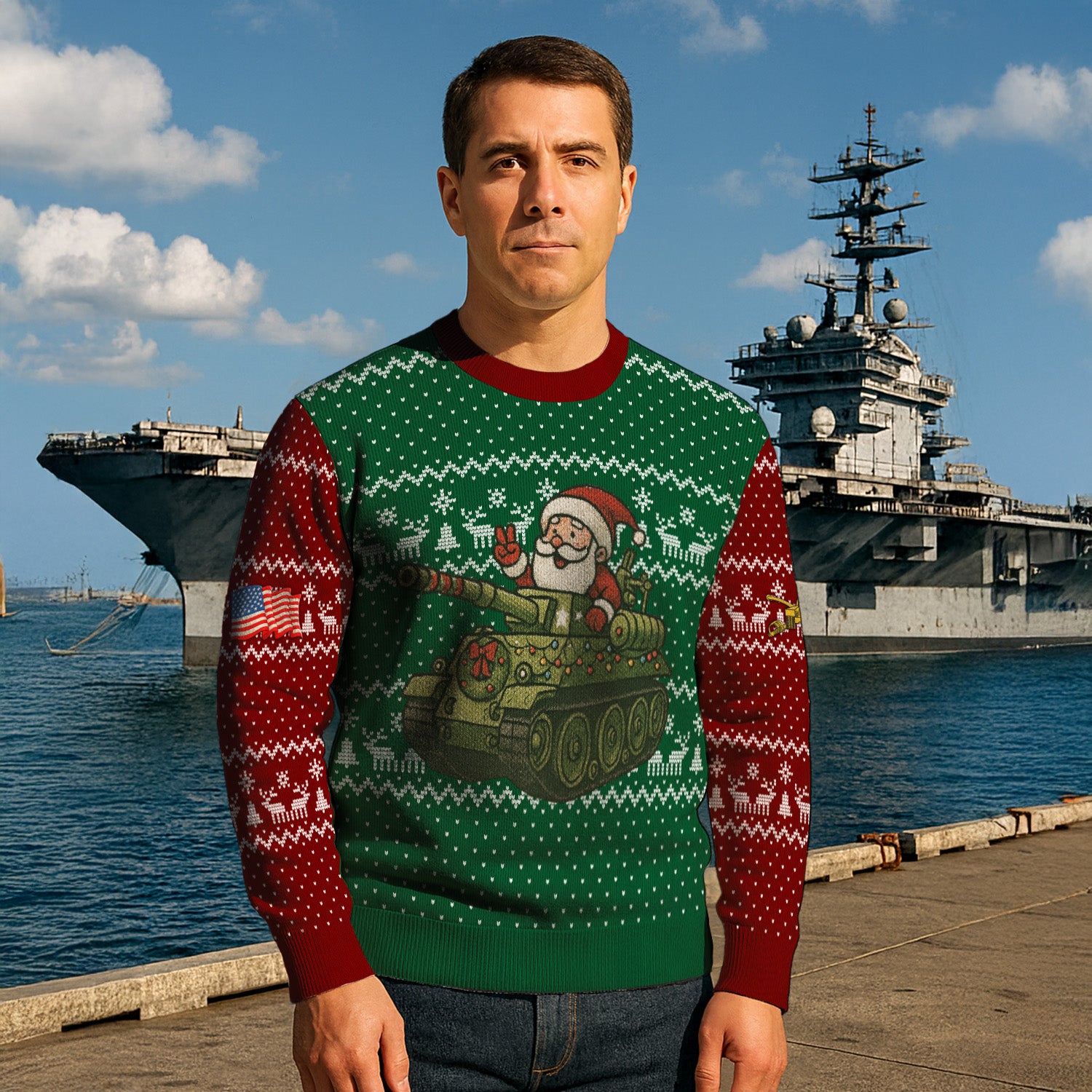 Personalized US Army Ugly Christmas Sweater KRUST21