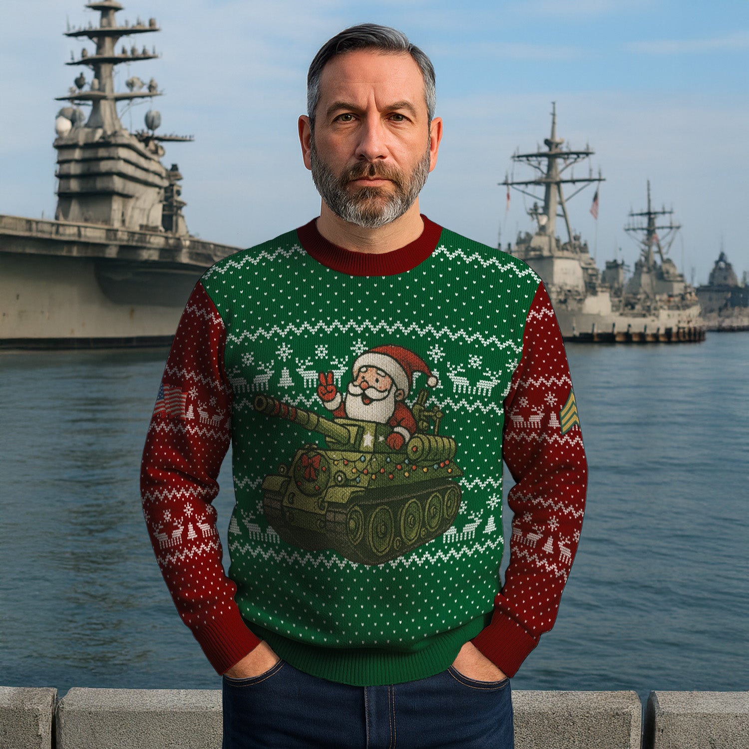 Personalized US Army Ugly Christmas Sweater KRUST21
