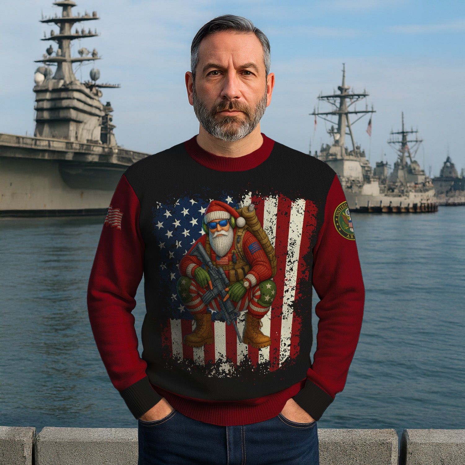 US Army Santa Soldier Ugly Christmas Sweater