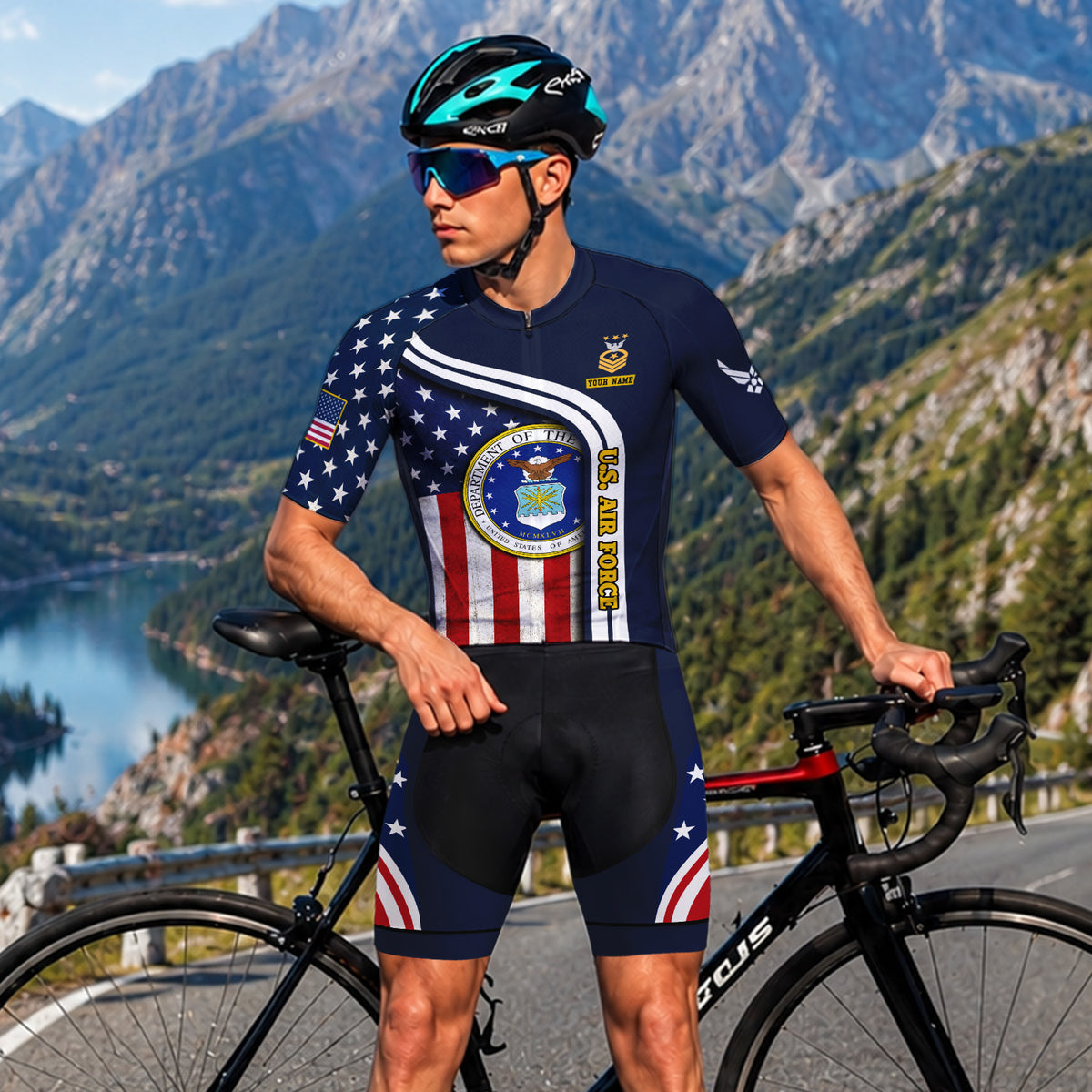 Personalized Military U.S. Air Force Inspired Cycling Jersey Kit