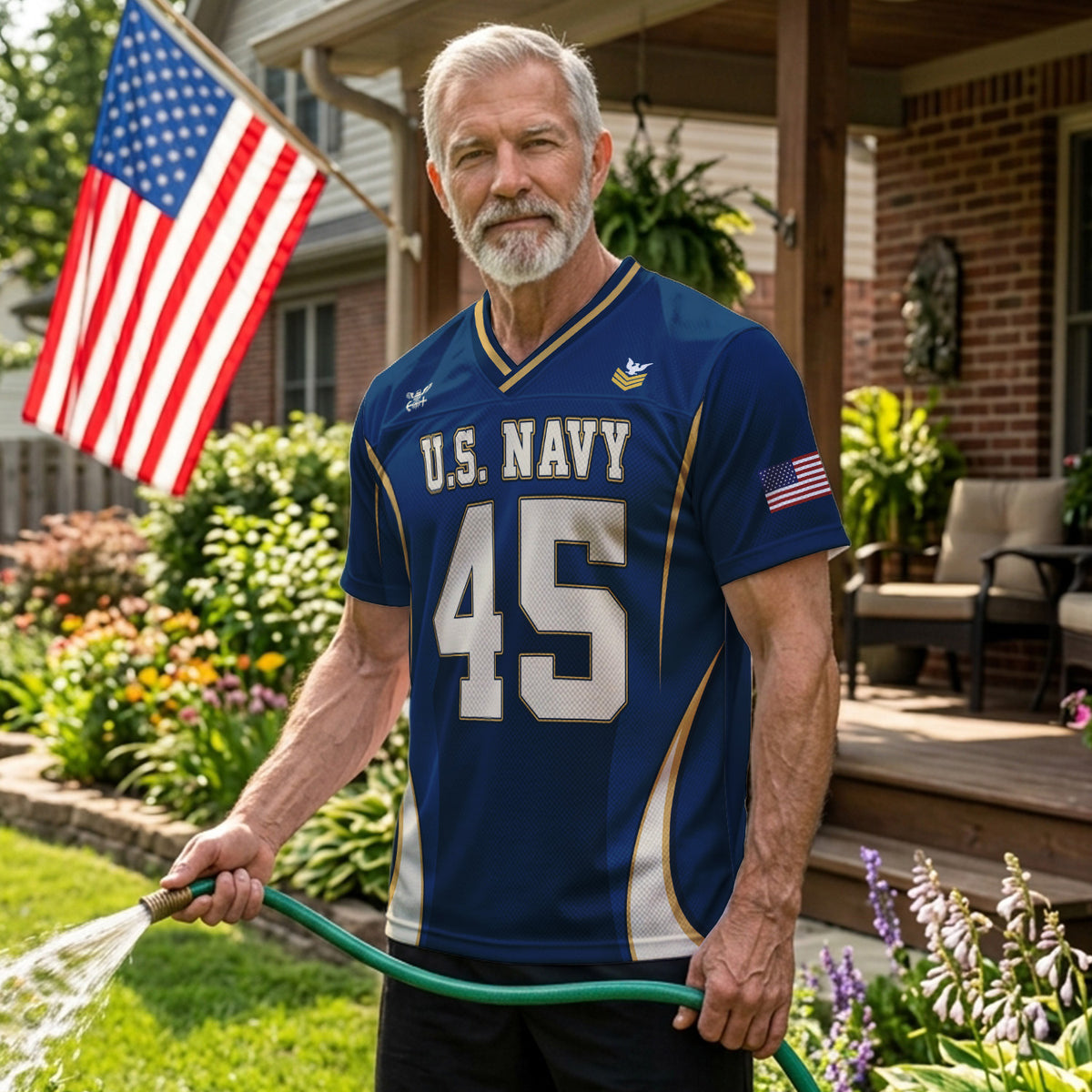 Personalized U.S. Navy Sports Jersey Custom Rank Text and Jersey Number
