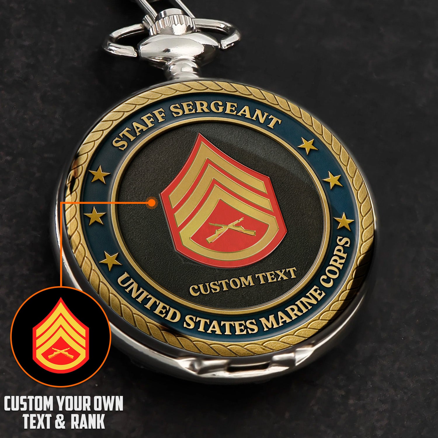 Personalized USMC Pocket Watch Military Keepsake Gift