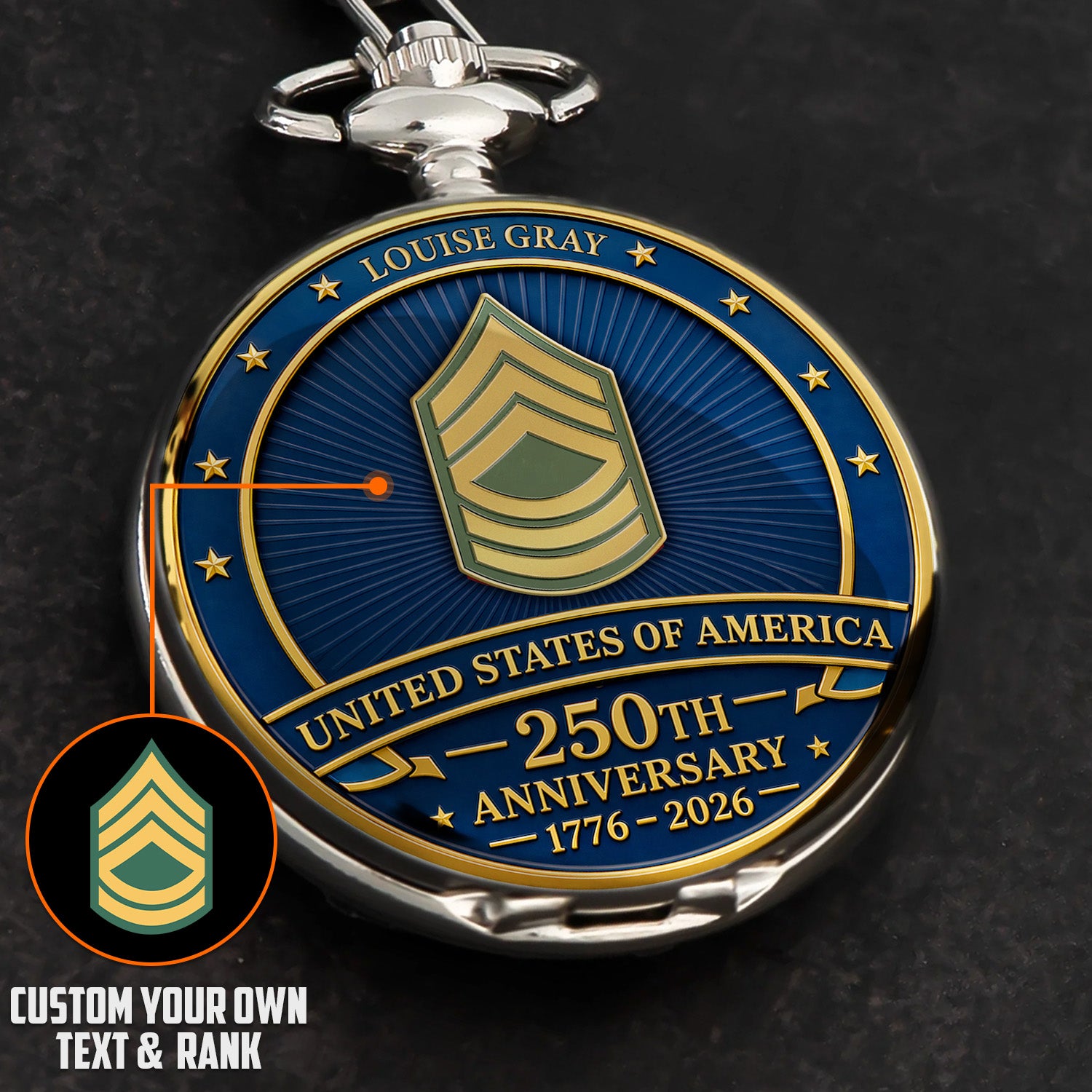 US Army 250th Anniversary Pocket Watch Personalized Gift