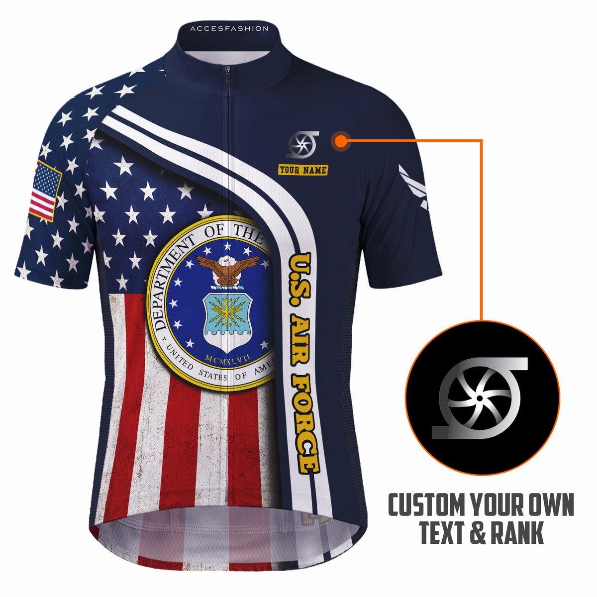 Personalized Military U.S. Air Force Inspired Cycling Jersey Kit