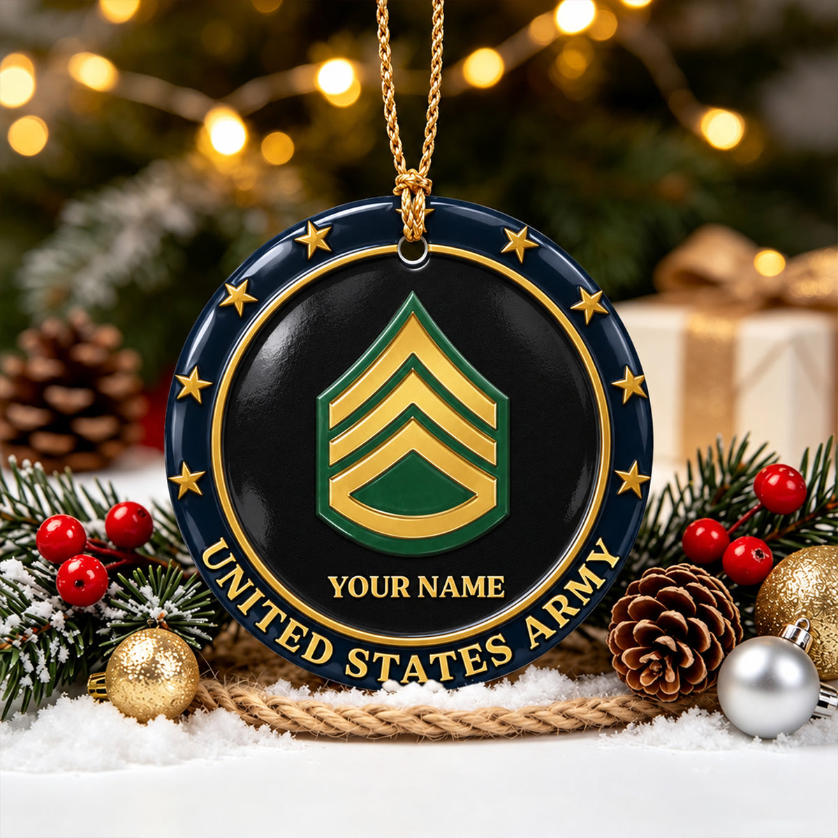 Personalized Air Force Ceramic Ornament Custom Military Rank and Text Gift