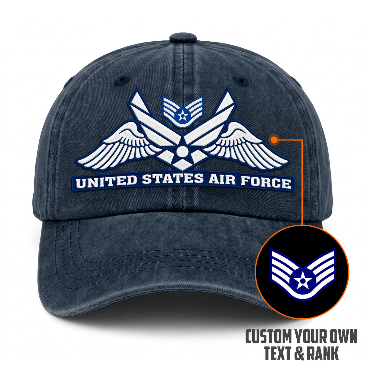 Custom U.S. Air Force Cotton Hat Personalized Rank and Name