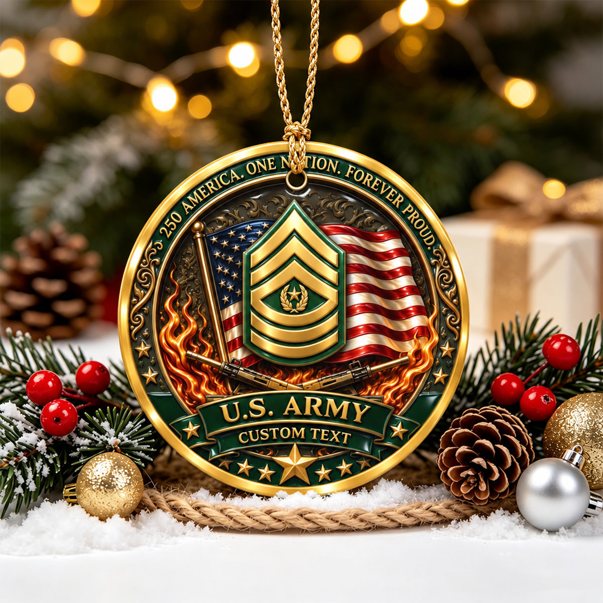 U.S. Air Force Ceramic Ornament Personalized Rank Text Veteran Gift