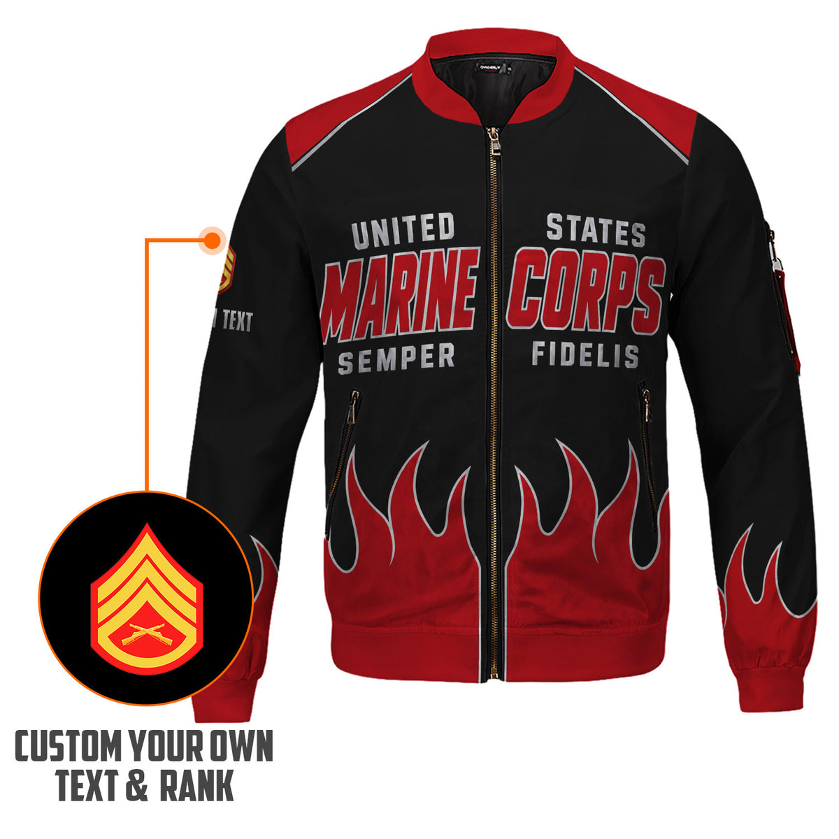 Personalized Name And Rank U.S. Marine Corps Military Bomber Jacket