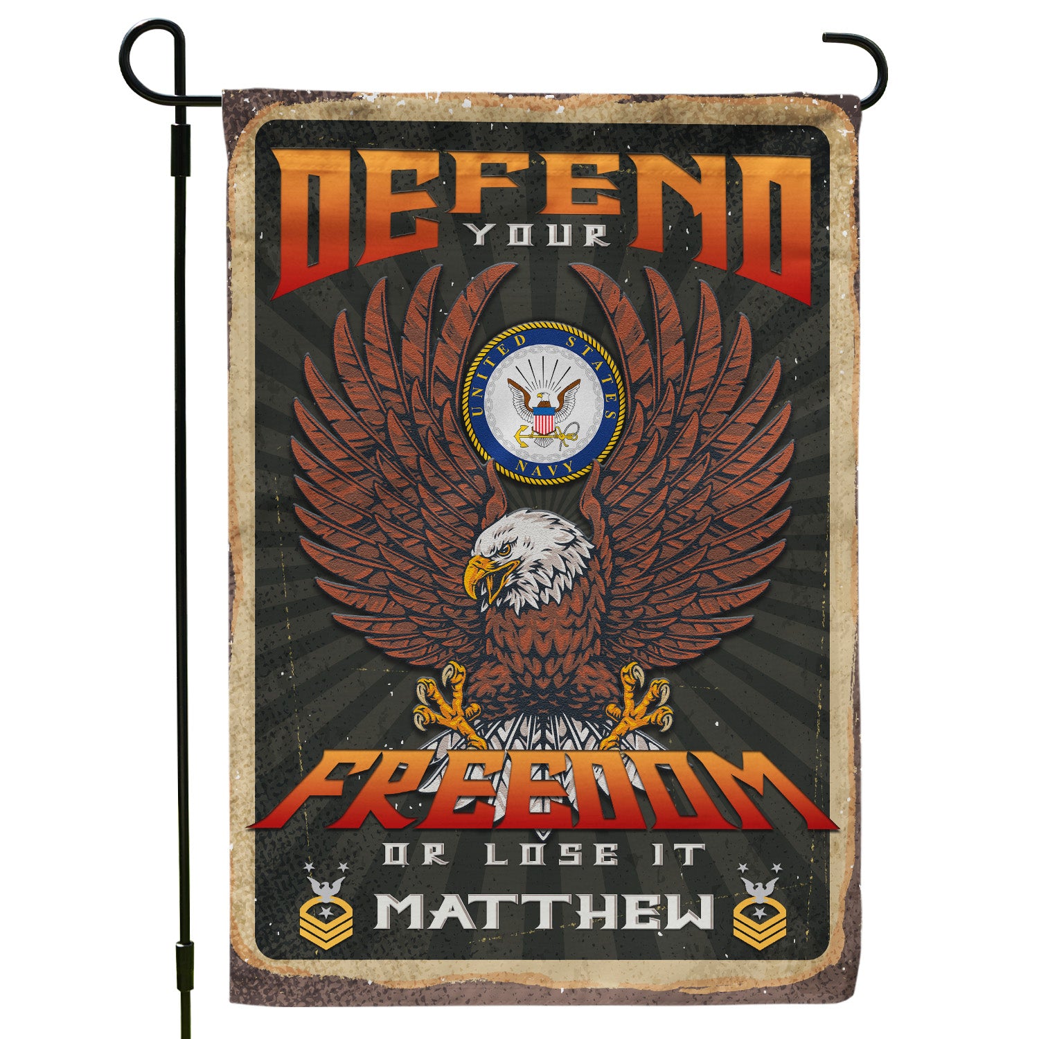 Personalized US Military Logo/Insignia And Text KFLAG13 Garden Flag, House Flag Twin-Side Printing