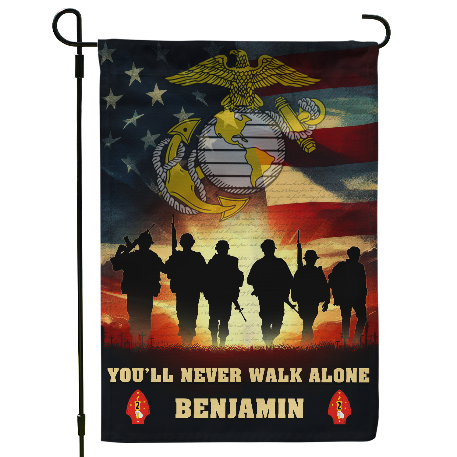 Personalized US Military Logo/Insignia And Text KFLAG05 Garden Flag, House Flag Twin-Side Printing