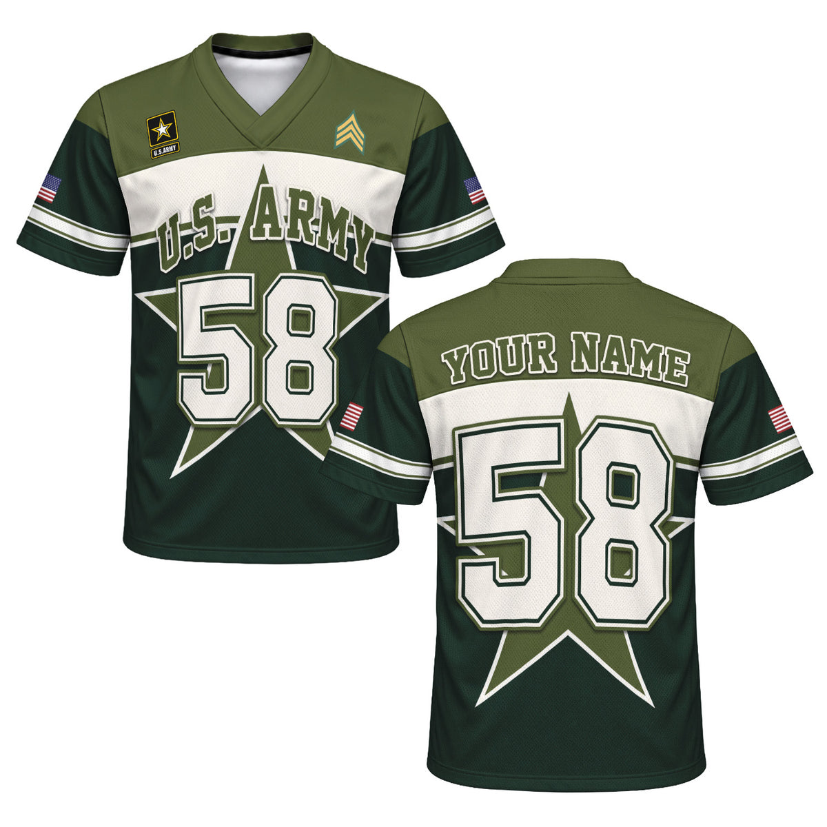 Custom Army Veteran Sports Jersey Personalized Rank and Custom Wording