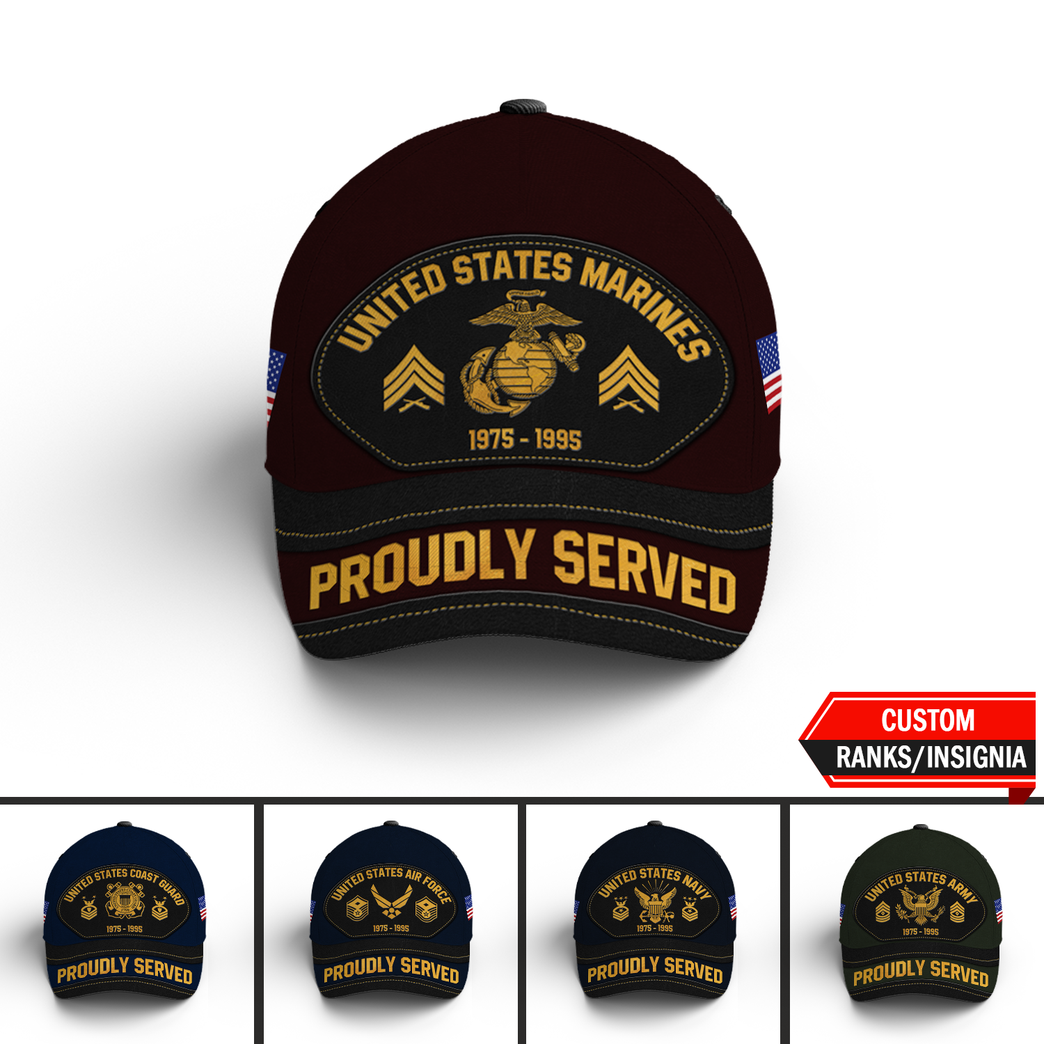 Custom Ranks/Insignia, Personalized Name And Years Served All Over Pri