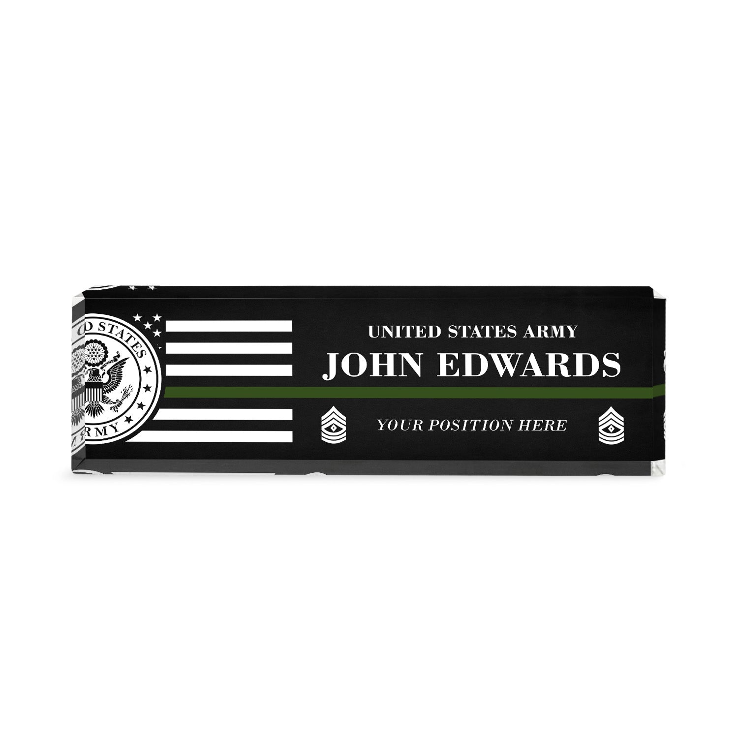 US Army Custom Desk Plaque – Personalized Name & Rank