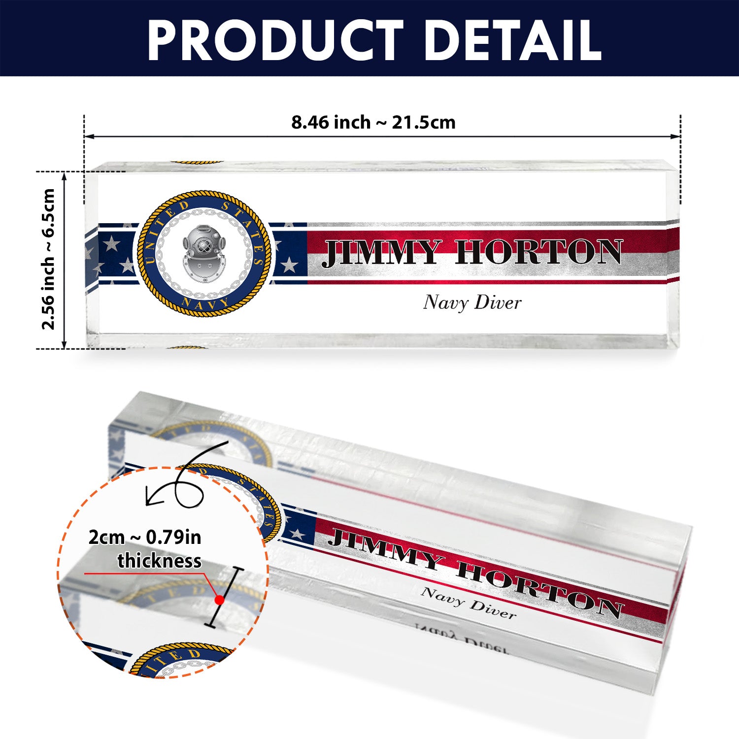 US Navy Personalized Plaque – Custom Name & Role Display