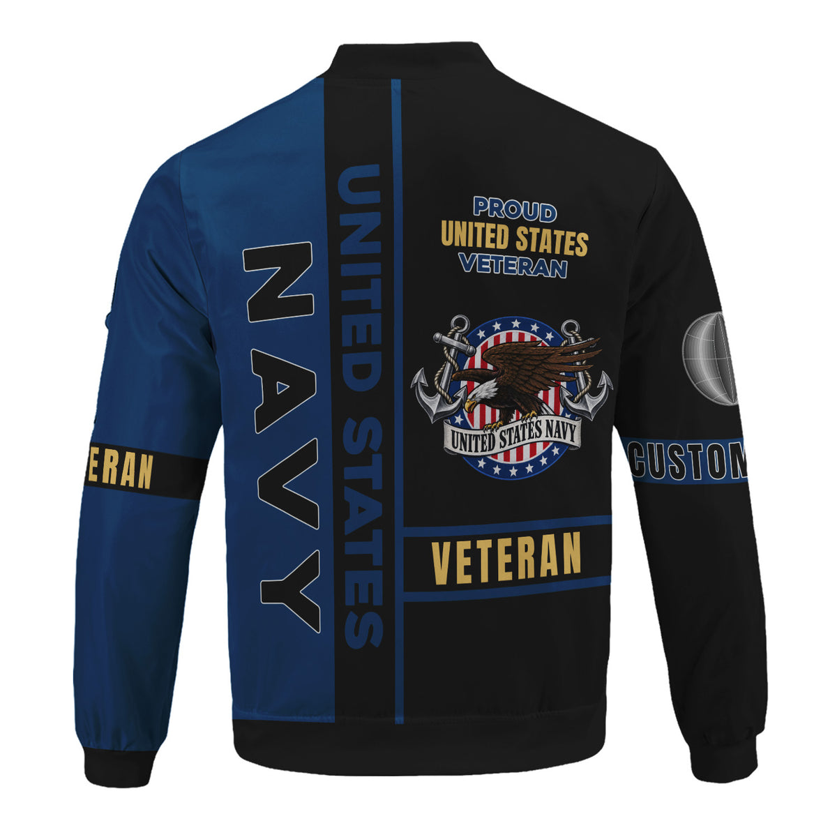 Personalized US Navy Bomber Jacket Custom Service Rank & Name