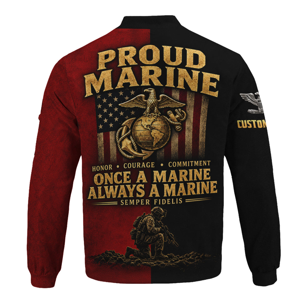 Personalized Name Rank U.S. Marine Corps Military Bomber Jacket